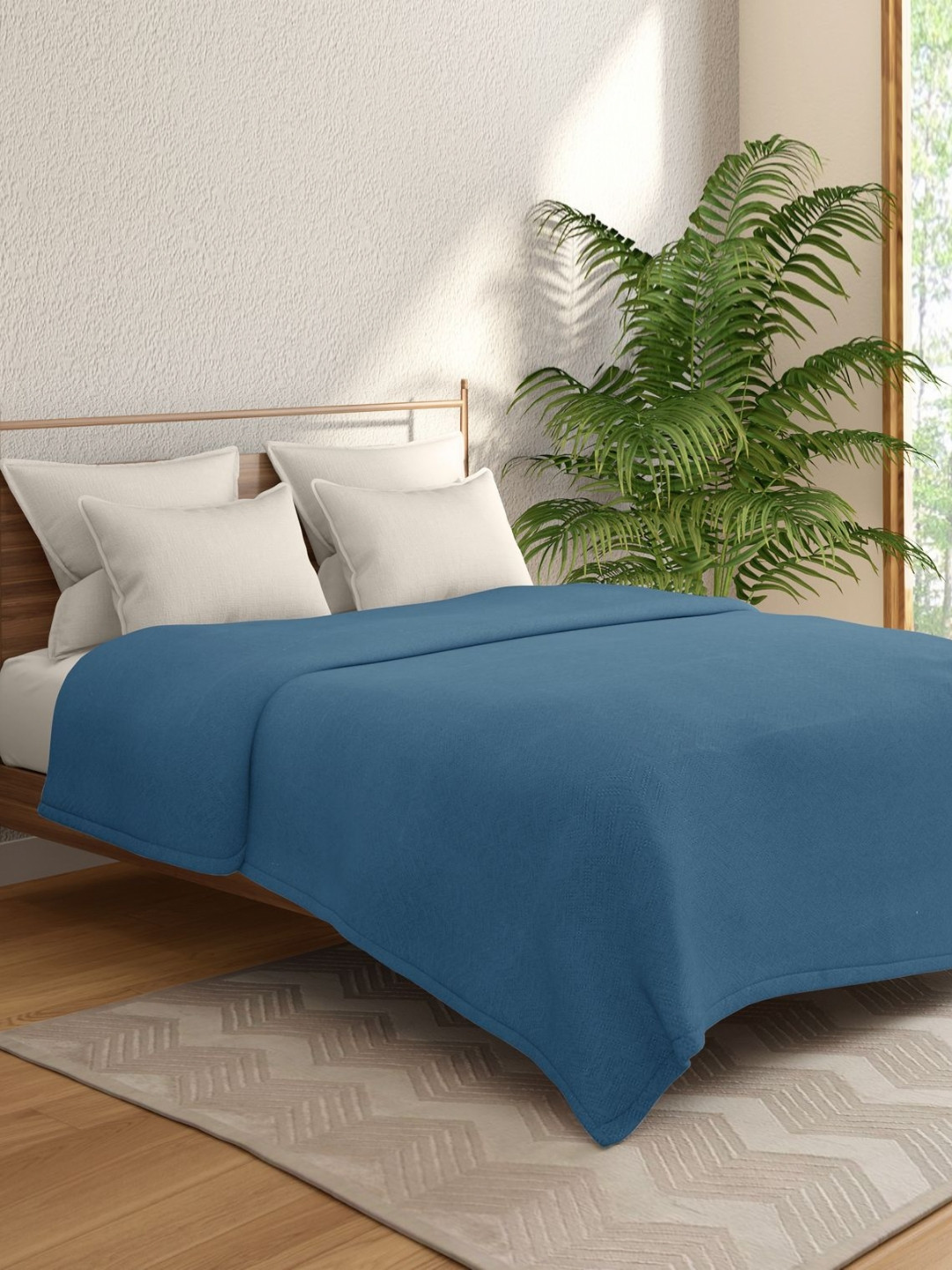 Portico Blue Cotton Microfibre AC Room 150 GSM Double Bed Dohar