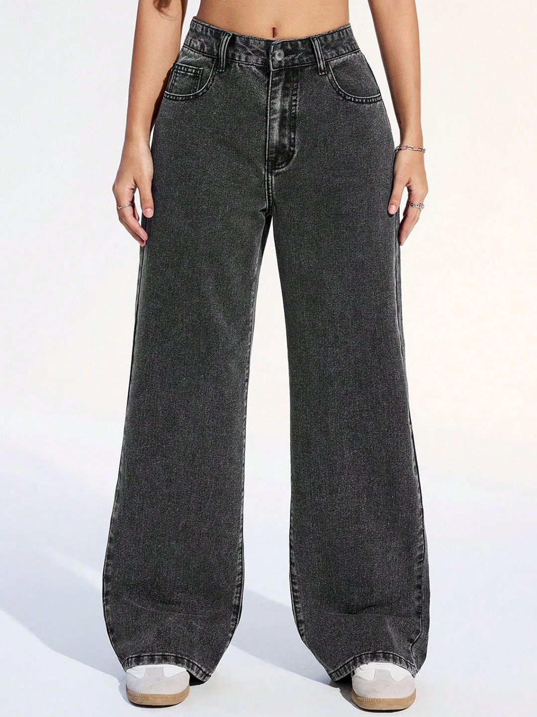 CHALODIA Women Comfort Wide Leg High-Rise Light Fade Stretchable Jeans