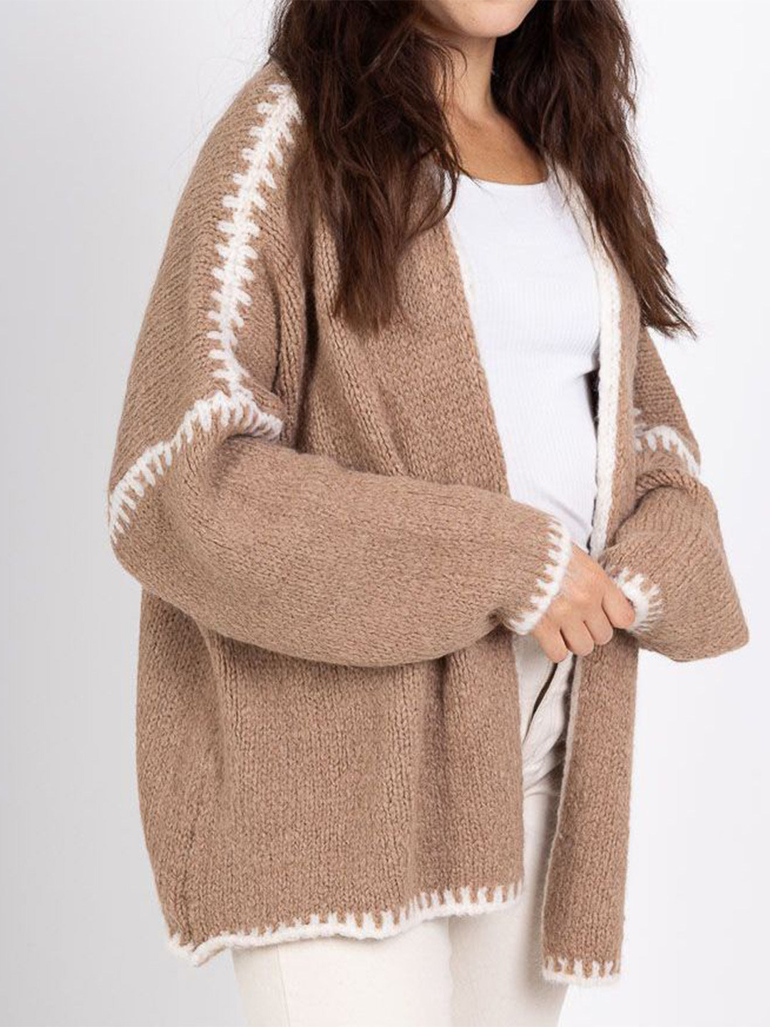 all about you Women Self Design Contract Stitch Cardigan