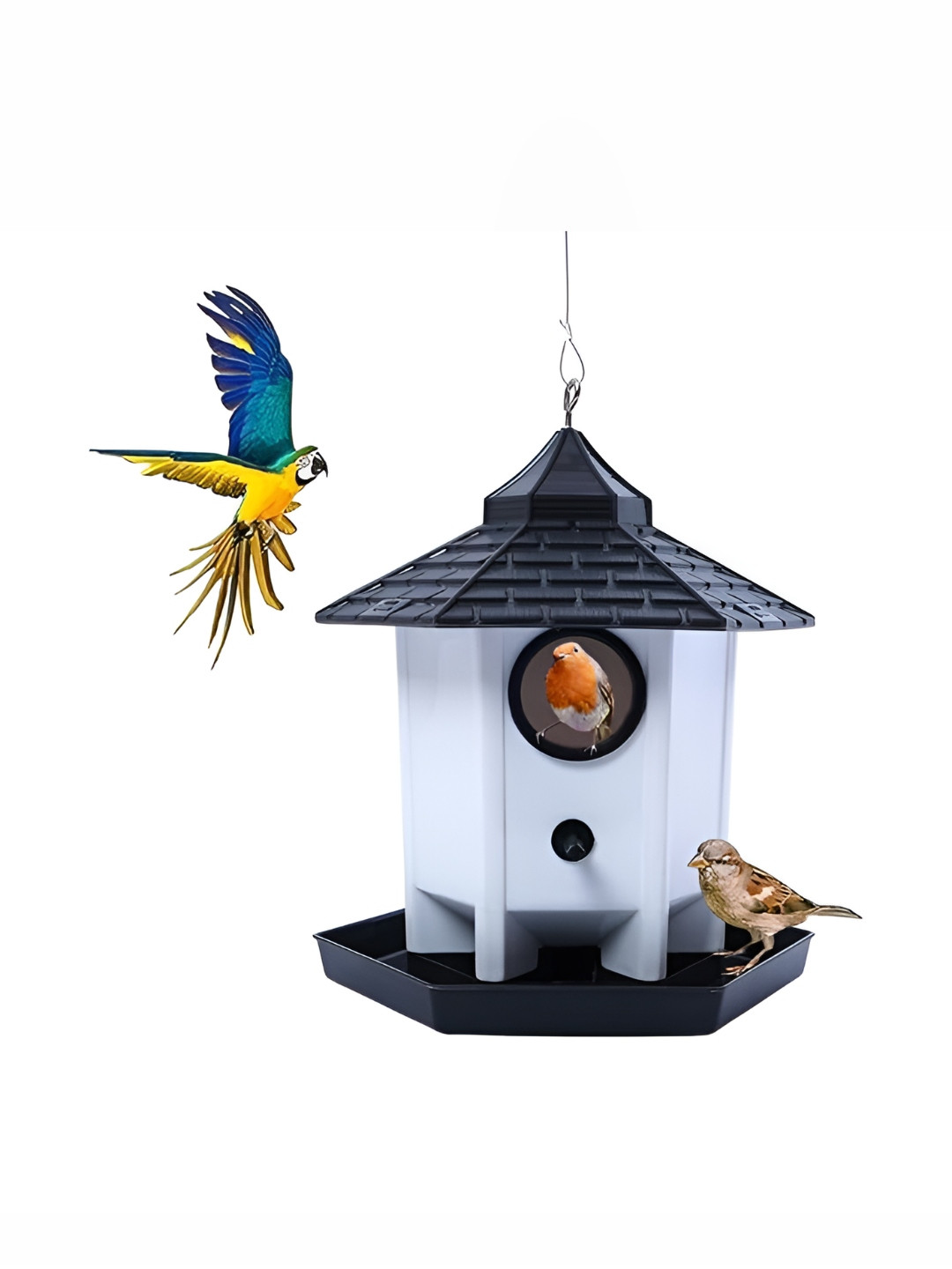 GARDEN'S NEED Grey & White Hanging Bird House