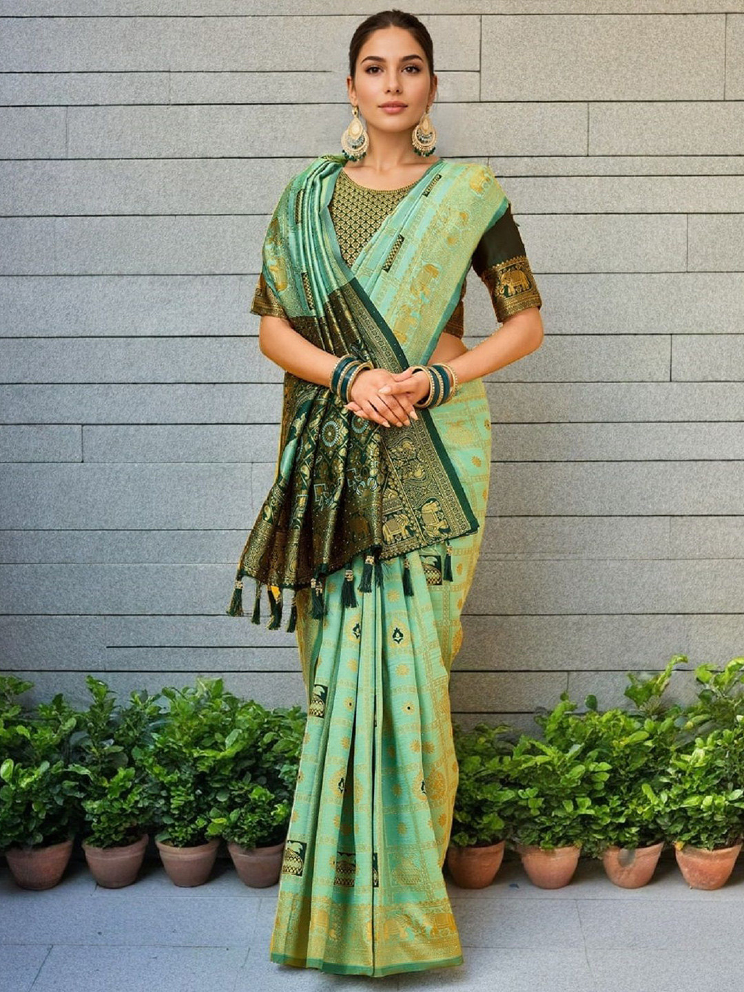 DWIJA FASHION Zari Heavy Paithani Saree with Unstitched Blouse Piece