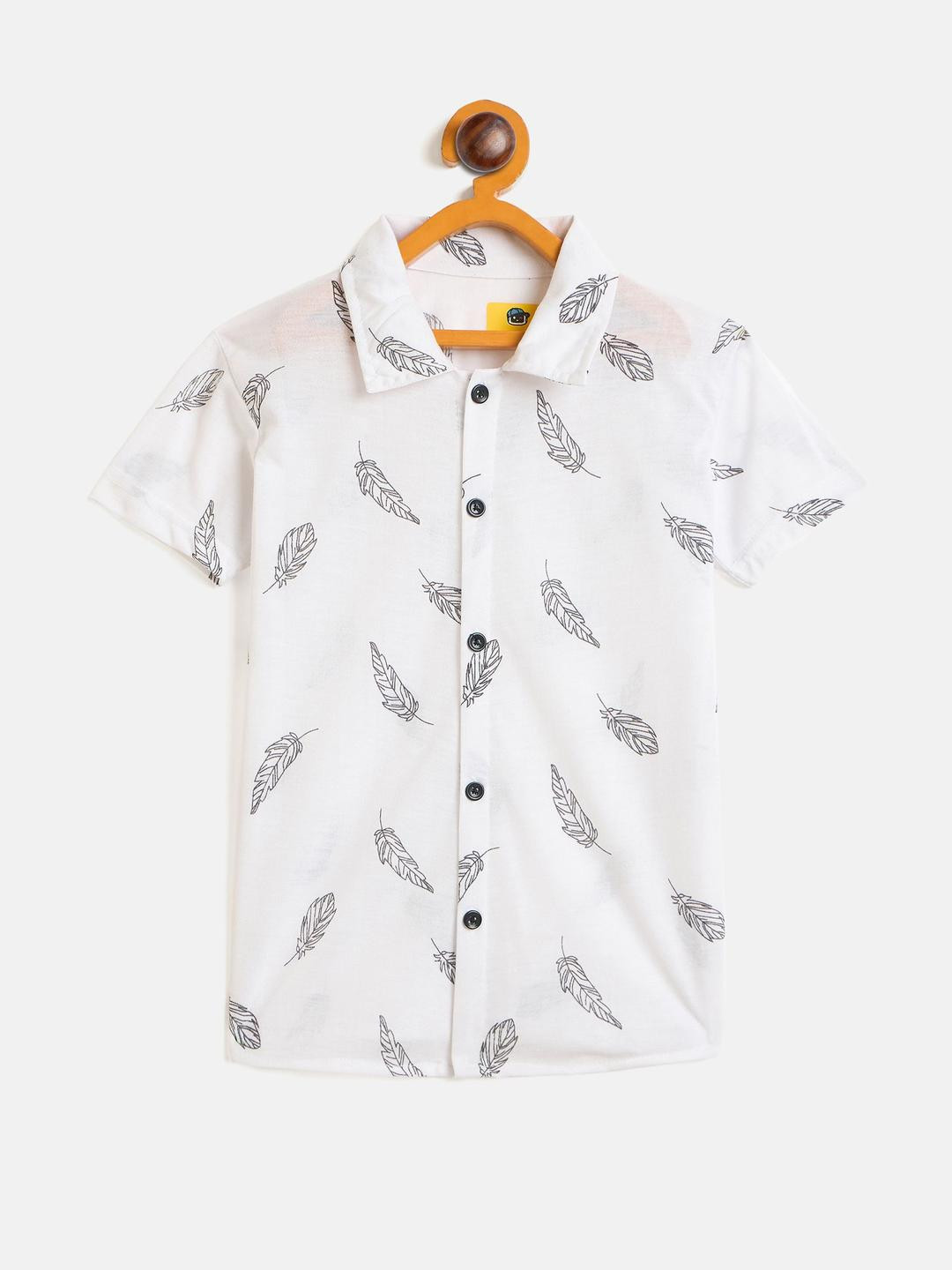 DENNIN Boys Conversational Printed Spread Collar Cotton Casual Shirt
