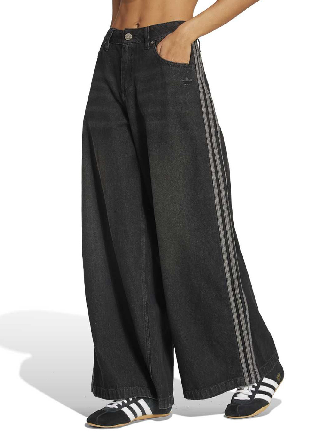 ADIDAS Originals Women Cotton Adicolor Denim Adilenium Relaxed-Fit Wide Jeans