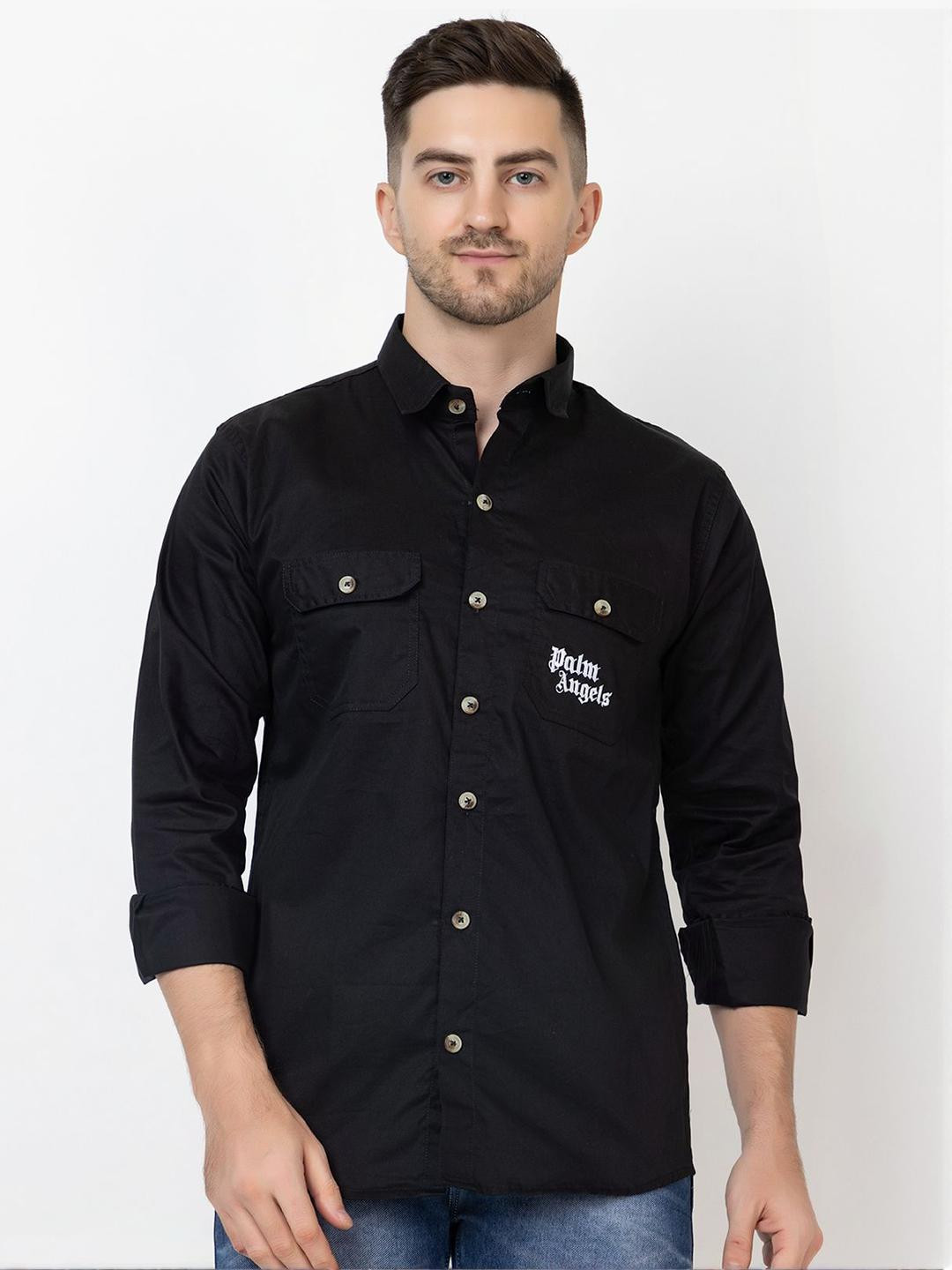 Palm Angels Black Regular Fit Casual Shirt