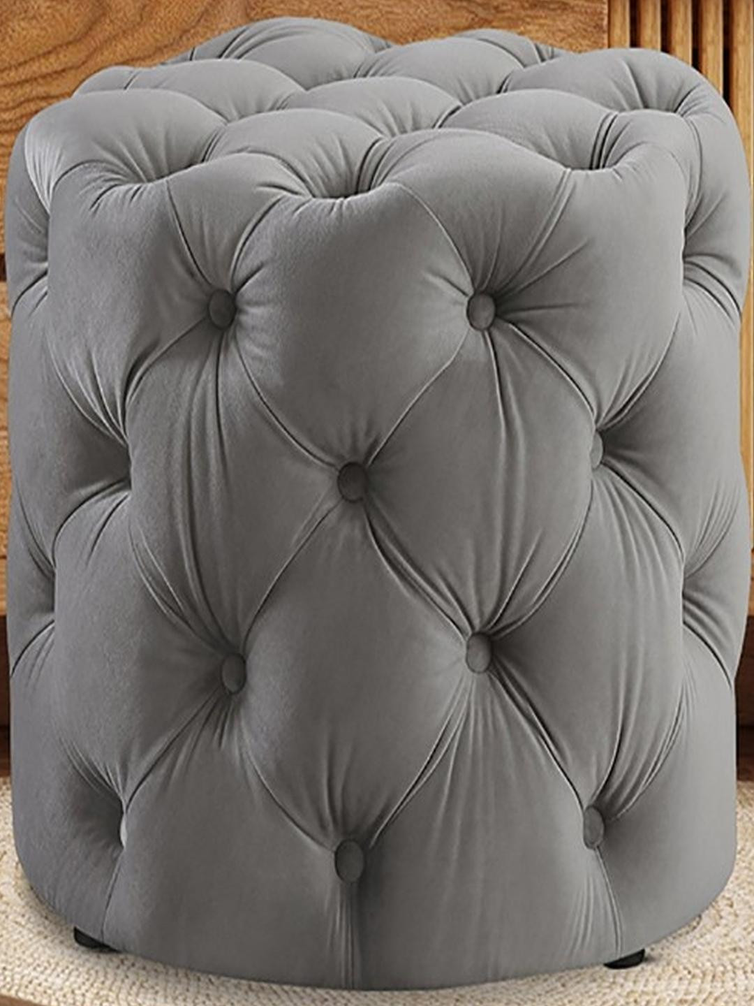 DOE BUCK Wood Velvet Round Ottomans