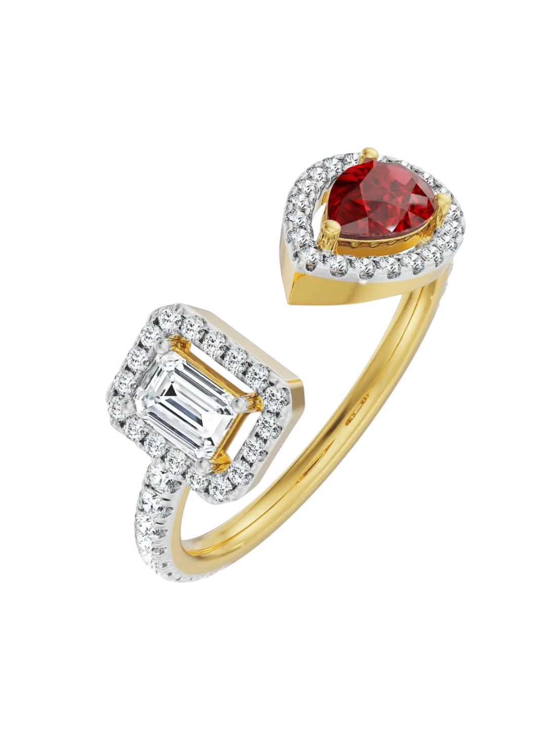 Emori 18KT Arrowhead Ruby Lab Ring Diamond