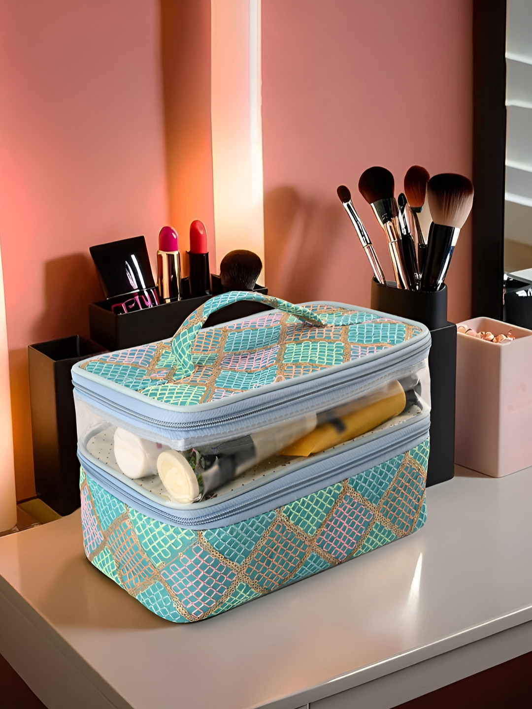 Aura Green Reusable Makeup Organiser