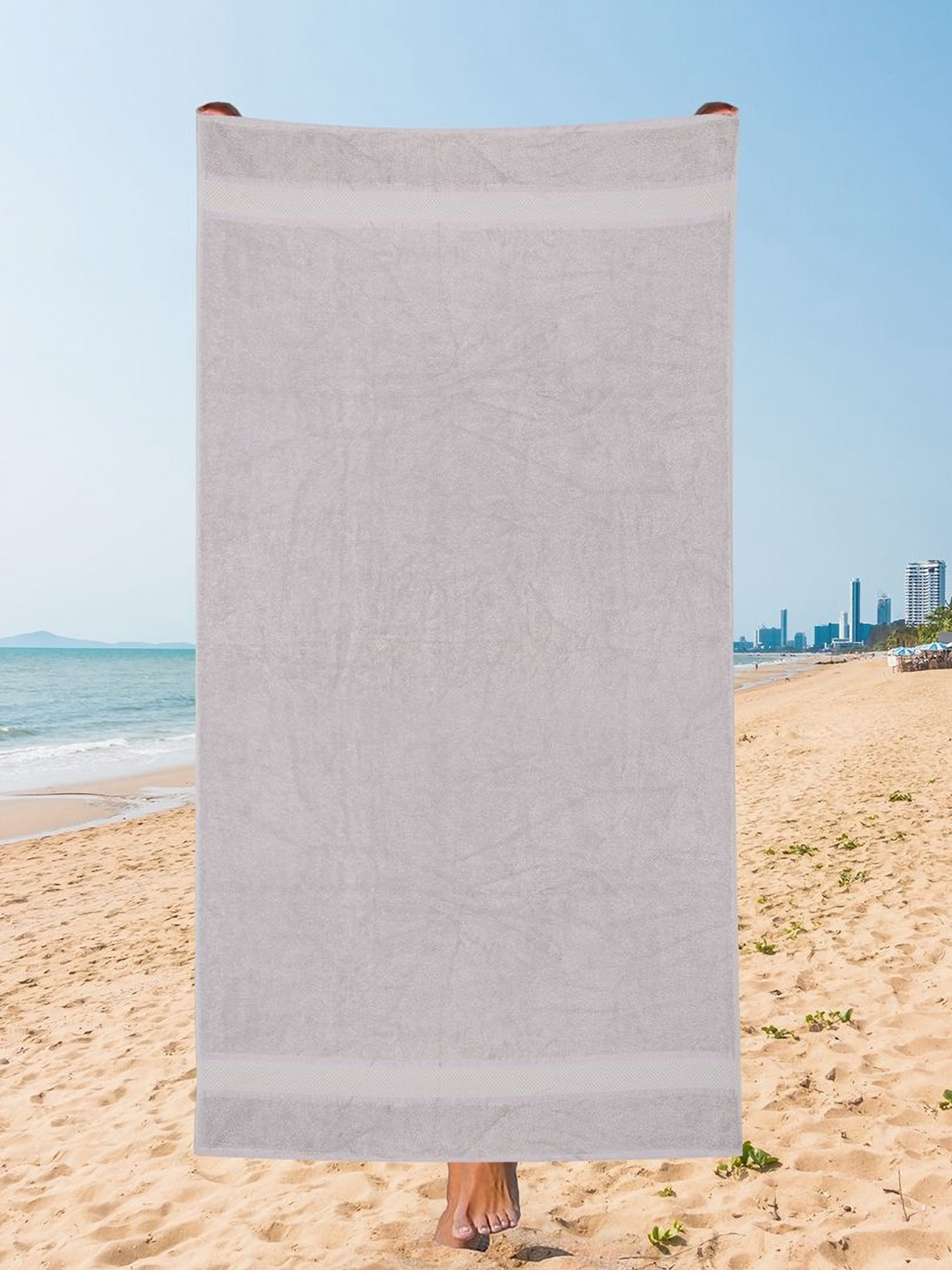 Creeva Grey 500 GSM Cotton Beach Towel