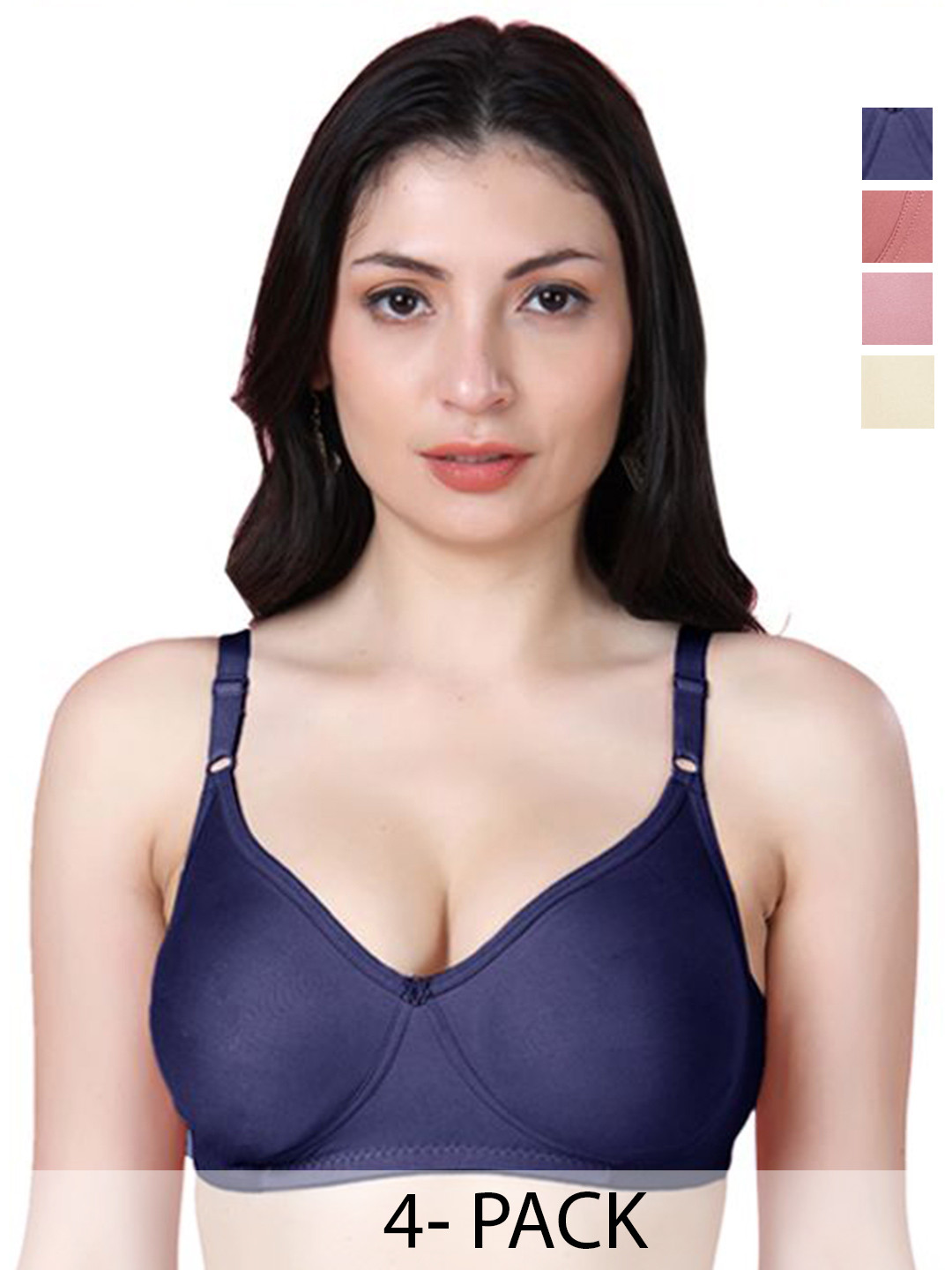 SHYAM SONS FLAIR Emily Pack Of 4 Full Coverage Seamless Non Padded T Shirt Bra