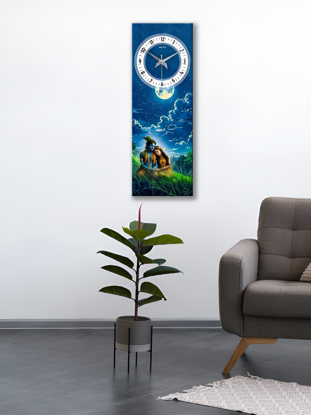 OLIVE TREE Blue & Green Ethnic Motifs Printed Traditional Wooden Analogue Wall Clock