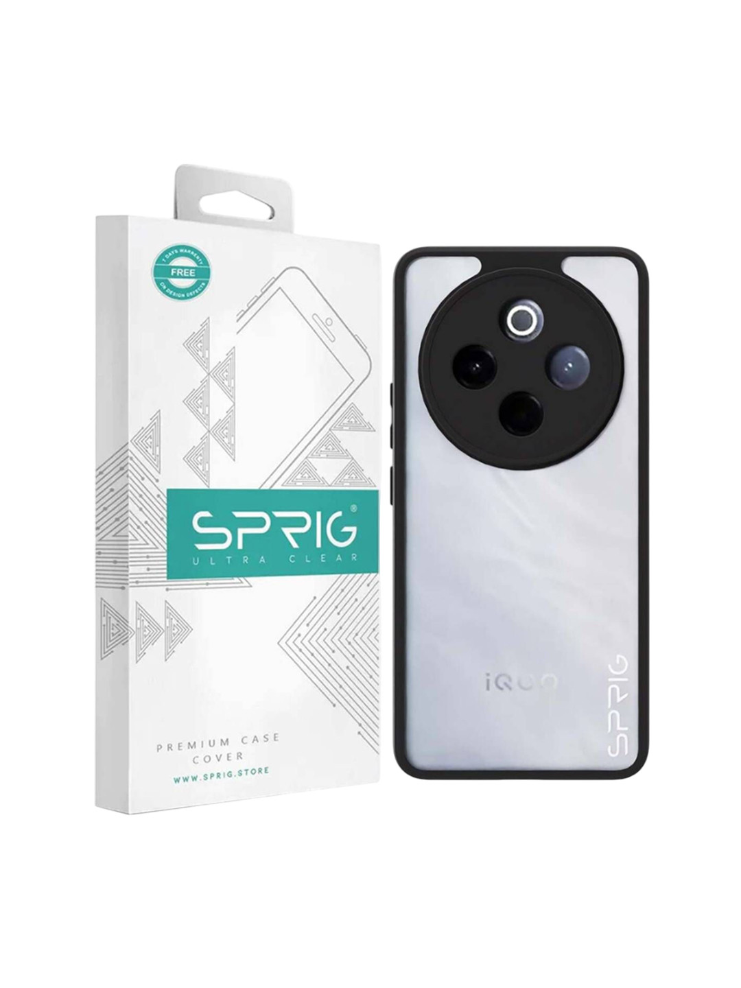 SPRIG IQOO Z10 Matte Black Transparent Back Cover