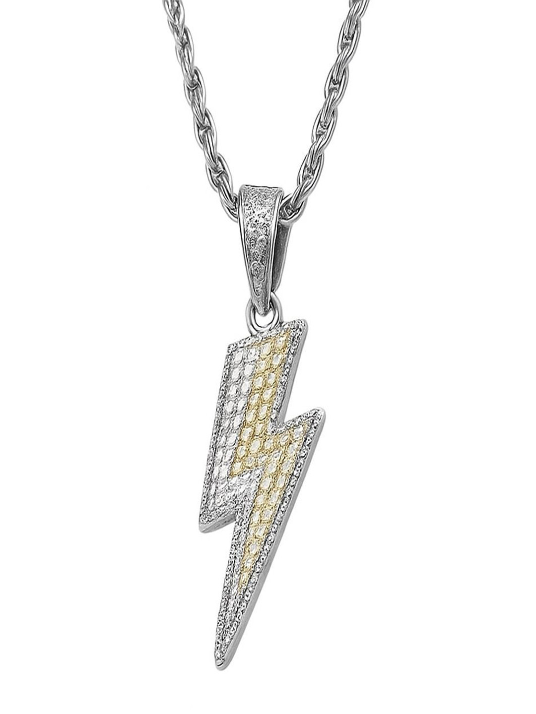 JaiShree Jewels Men Silver-Plated Flash Pendant With Chain