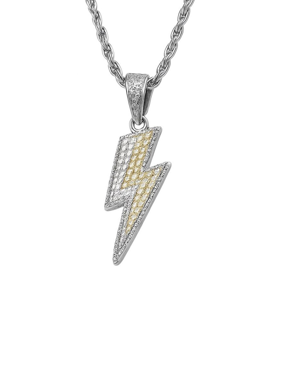 Cyan spritual Men Silver-Plated Artificial Stones Studded Pendant With Chain