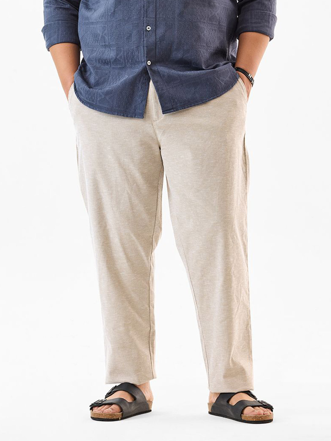 Snitch Men Mid-Rise Regular Fit Plus Size Trouser