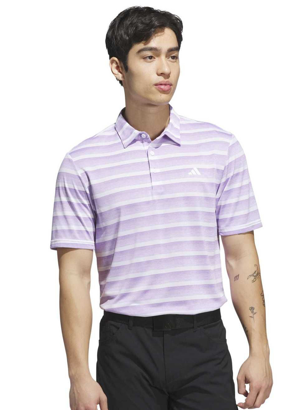 ADIDAS Two-Colour Striped Polo T-shirt