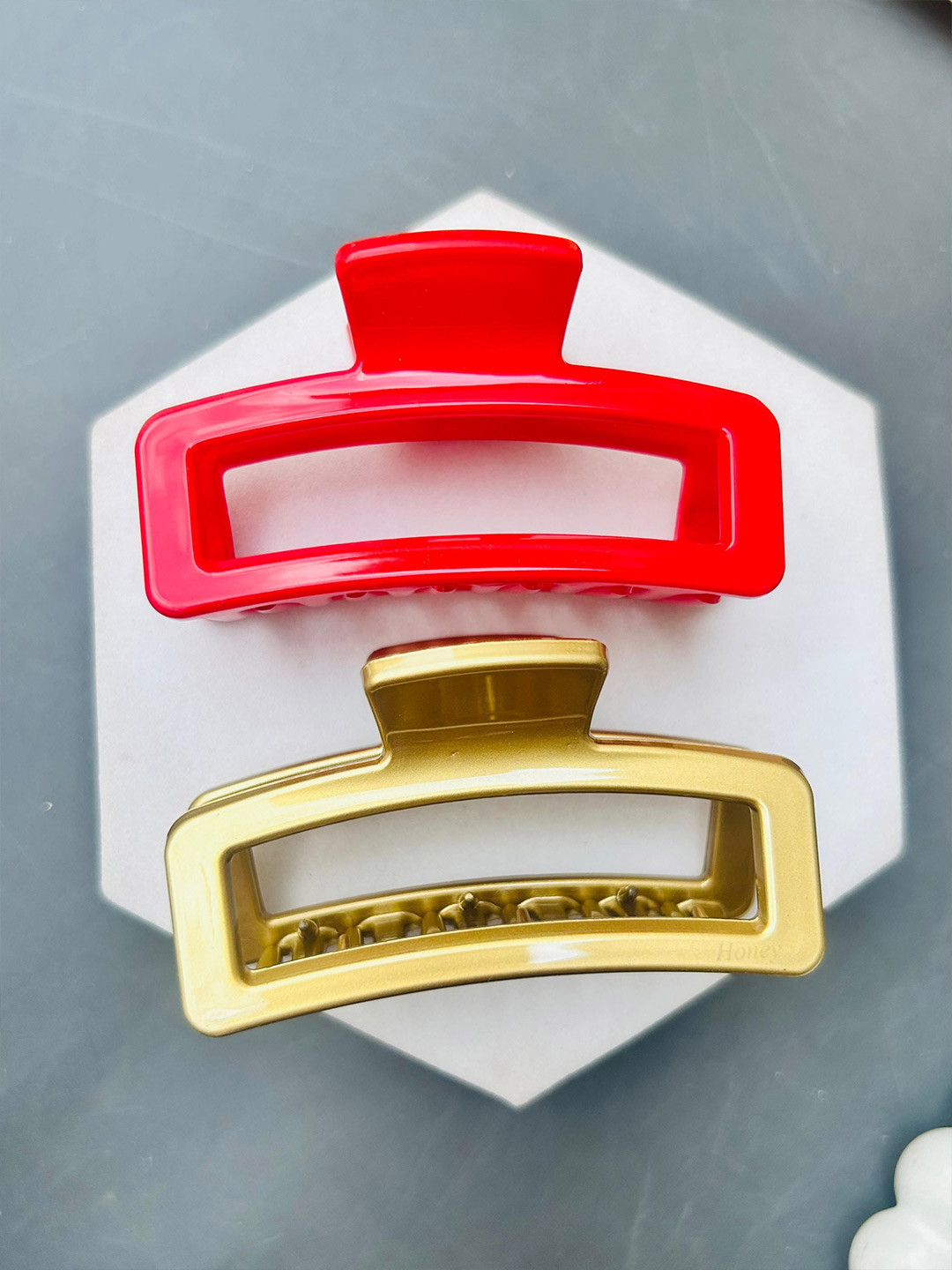 Radhya Accessories Set Of 2 Classic Rectangle Hair Claw Clips