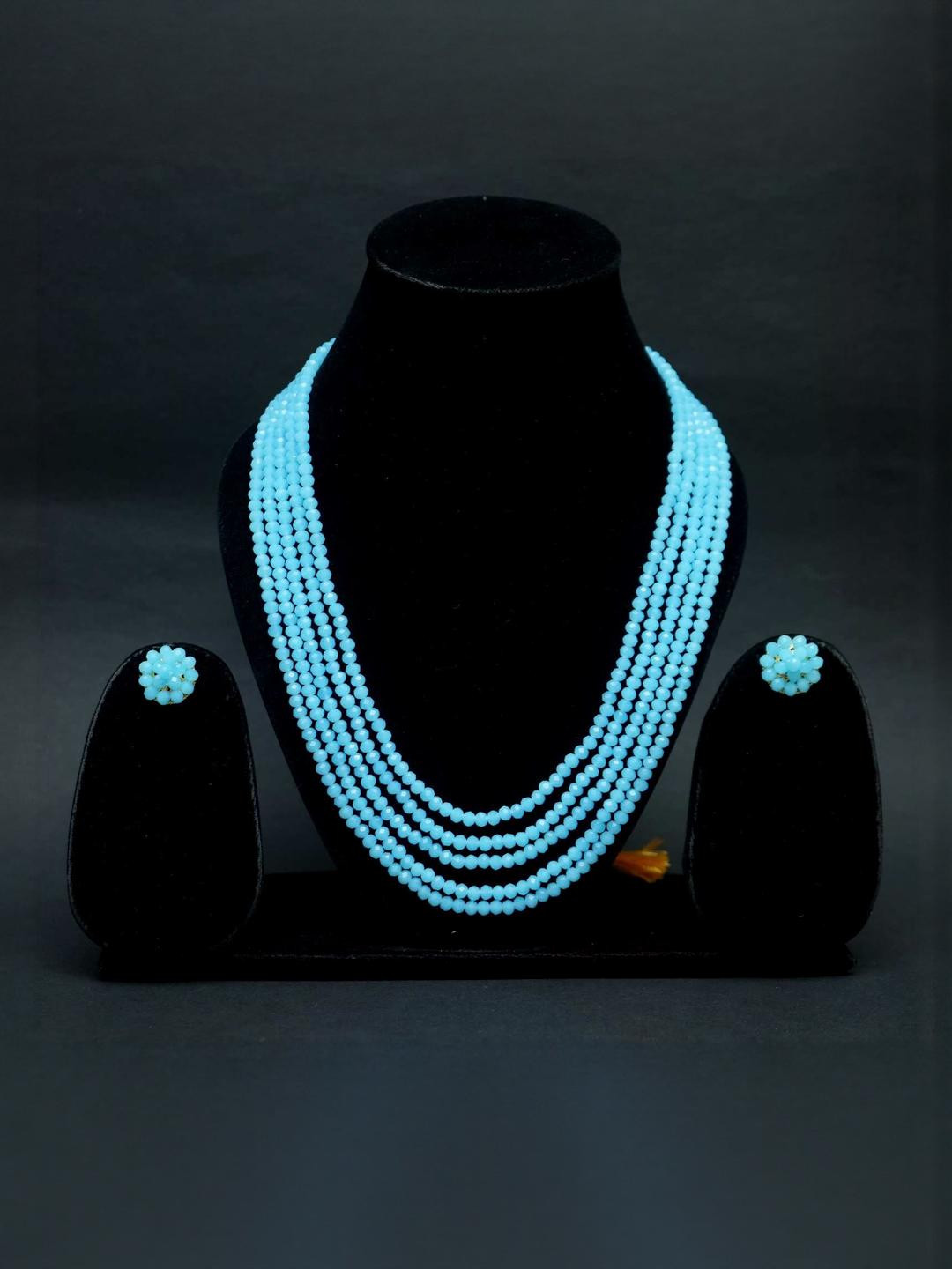 ANSHI ART Blue Crystals Metal Necklace