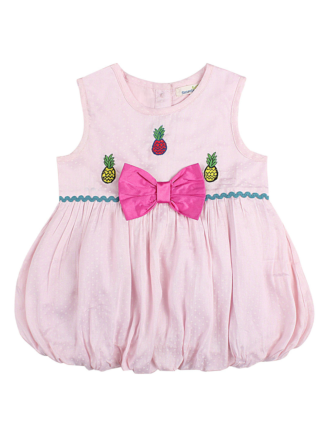 ShopperTree Girls  Embroidered Balloon Dress With Bow