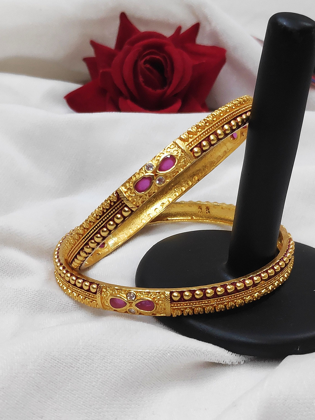 Prasansha Enterprises Set Of 2 Gold-Plated Bangles
