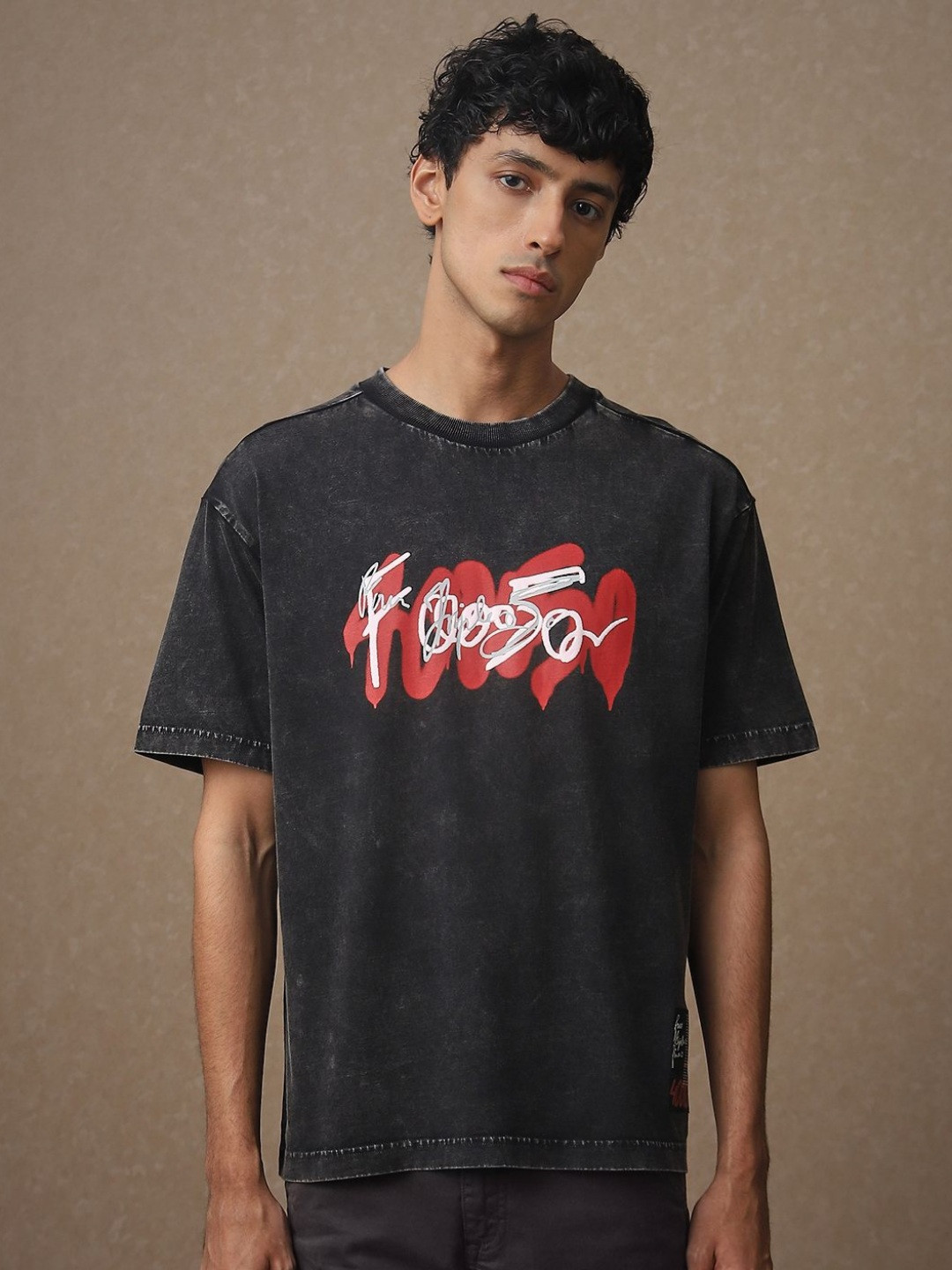 4 TRIPLE O FIVE O BY MUFTI Men Graphic Printed Round Neck Cotton Oversized T-shirt