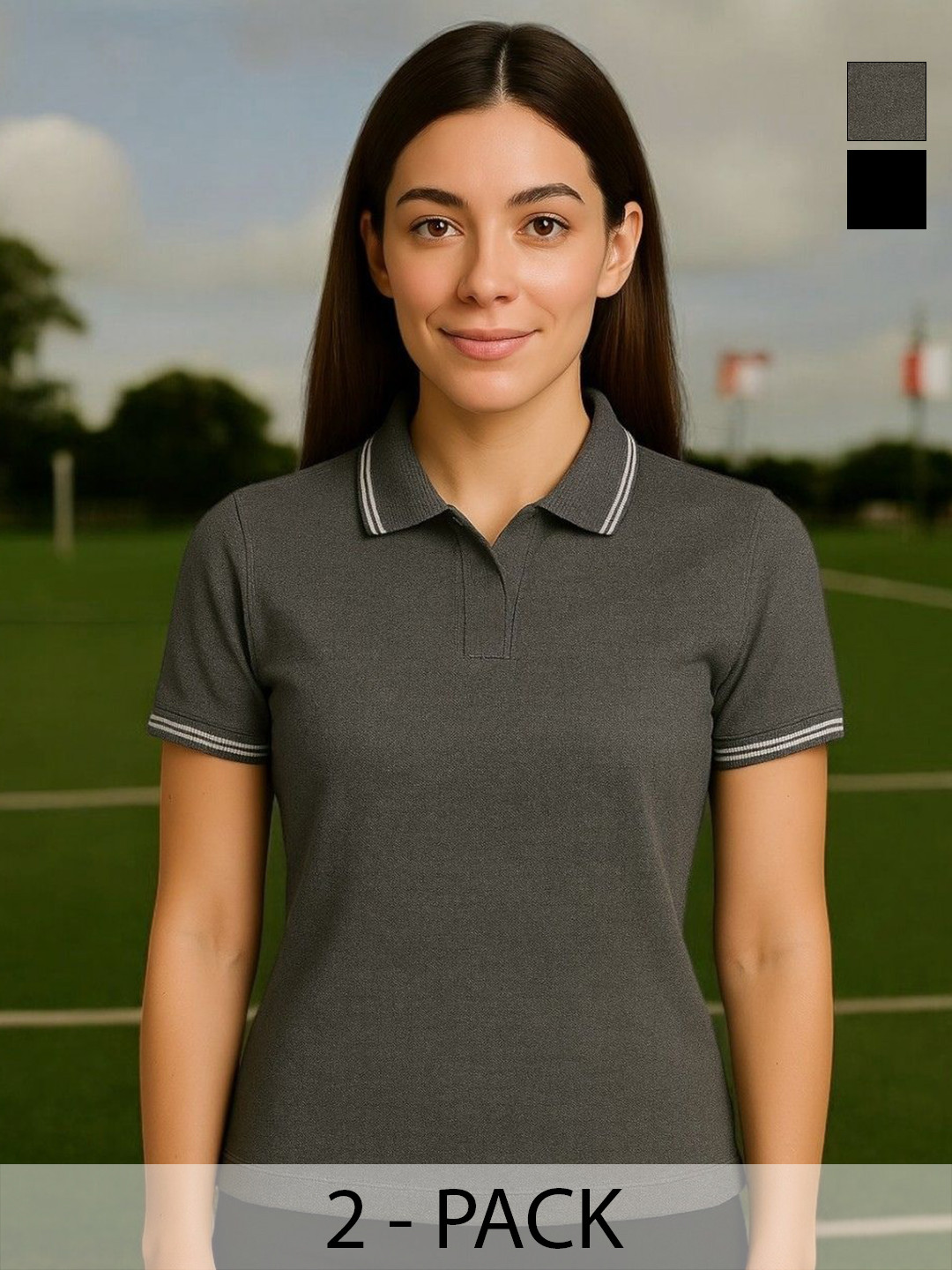 Seiyon Tex Women Pack Of 2 Solid Polo Collar Pure Cotton Basketball T-shirts