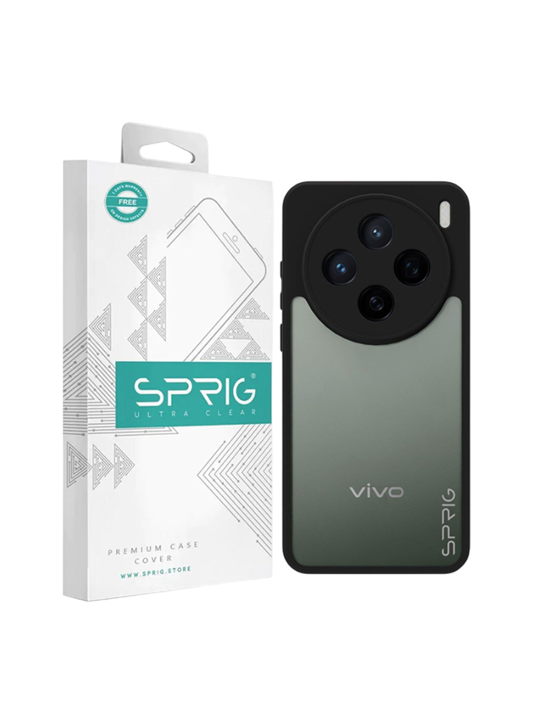 SPRIG vivo x200 Pro Matte Black Transparent Back Cover