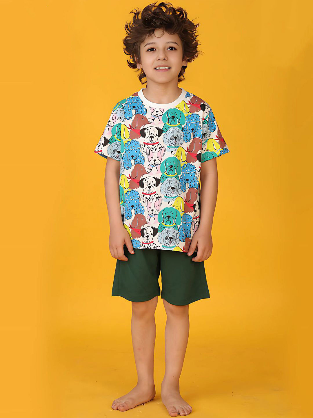 YK Boys Dogs Printed Pure Cotton Night Suit