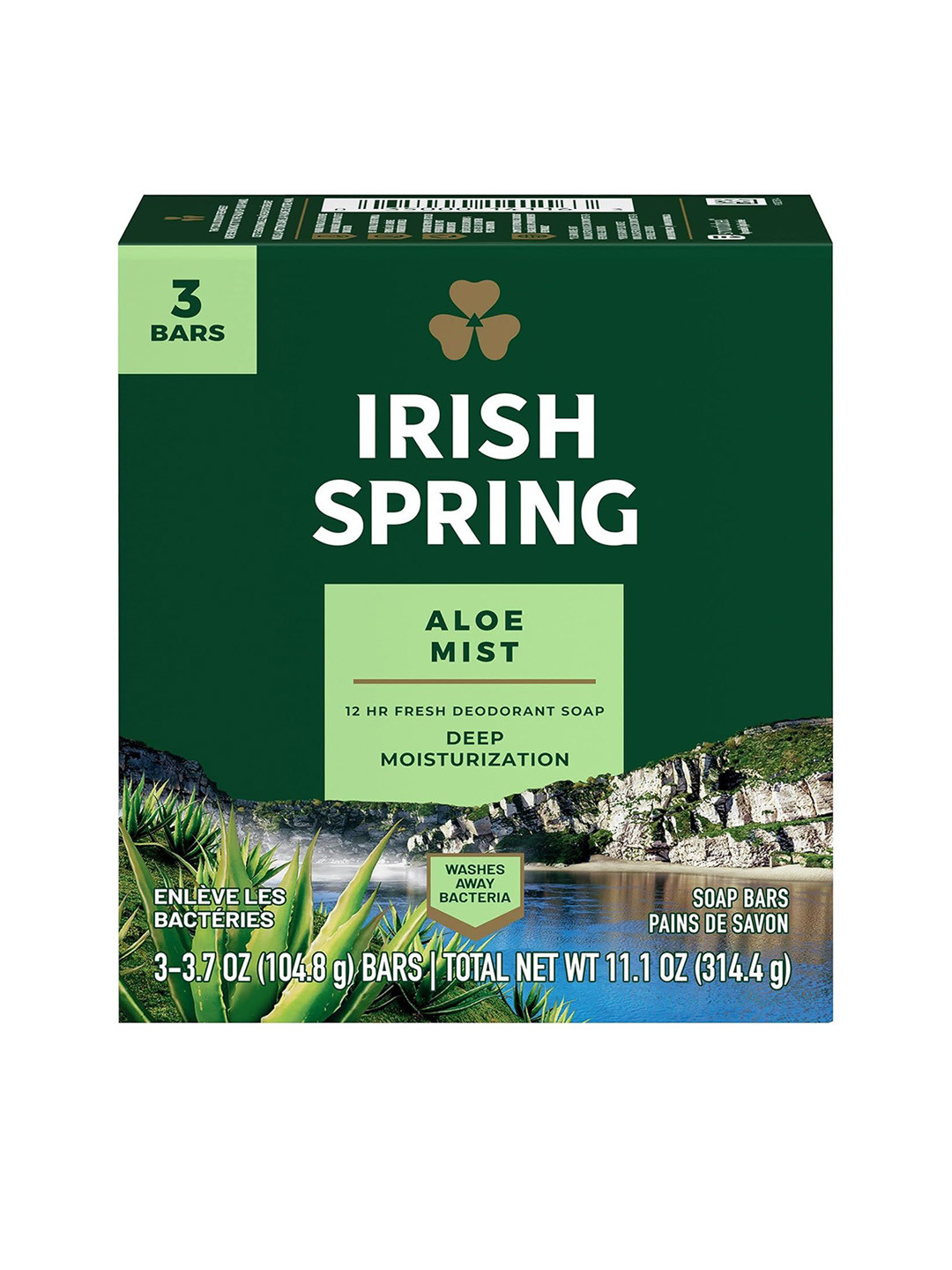 IRISH SPRING Set Of 3 Aloe Mist Soap Bar - 104.8 g Each
