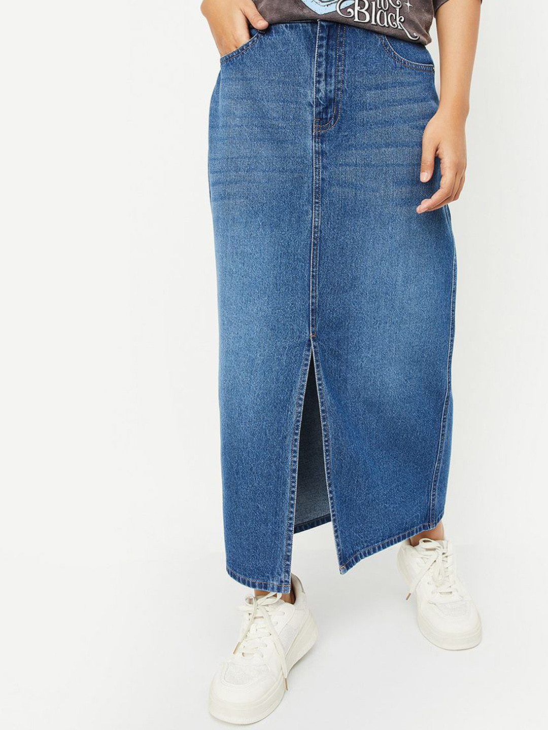 max Straight Denim Maxi Skirt