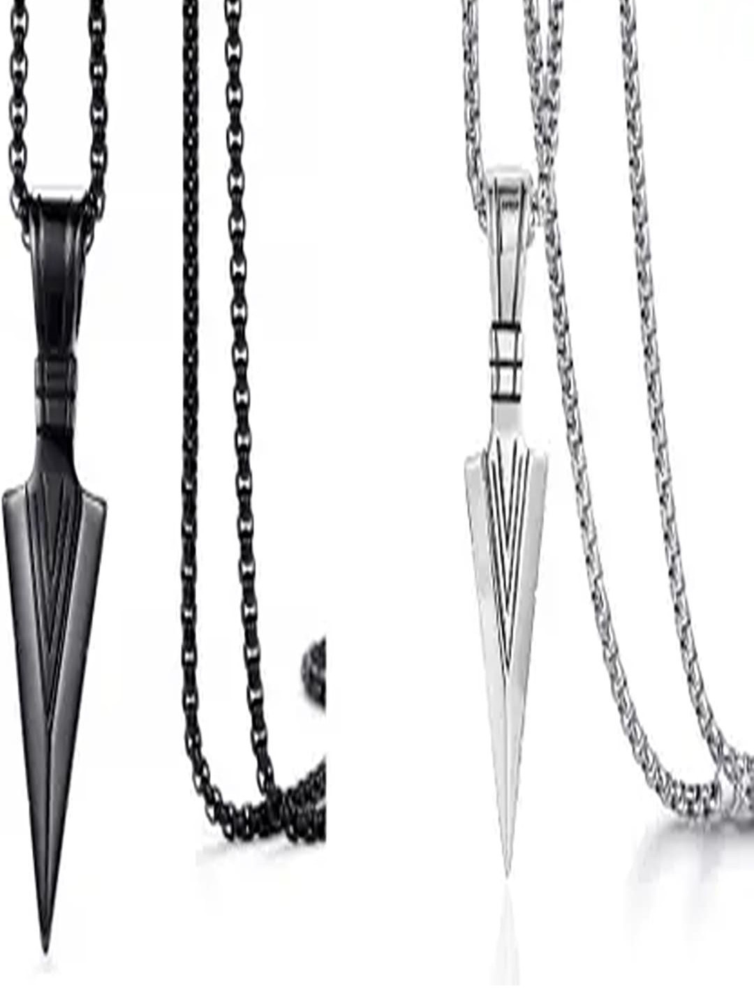 Kanha traders Men Set Of 2 Arrow Pendants With Chains