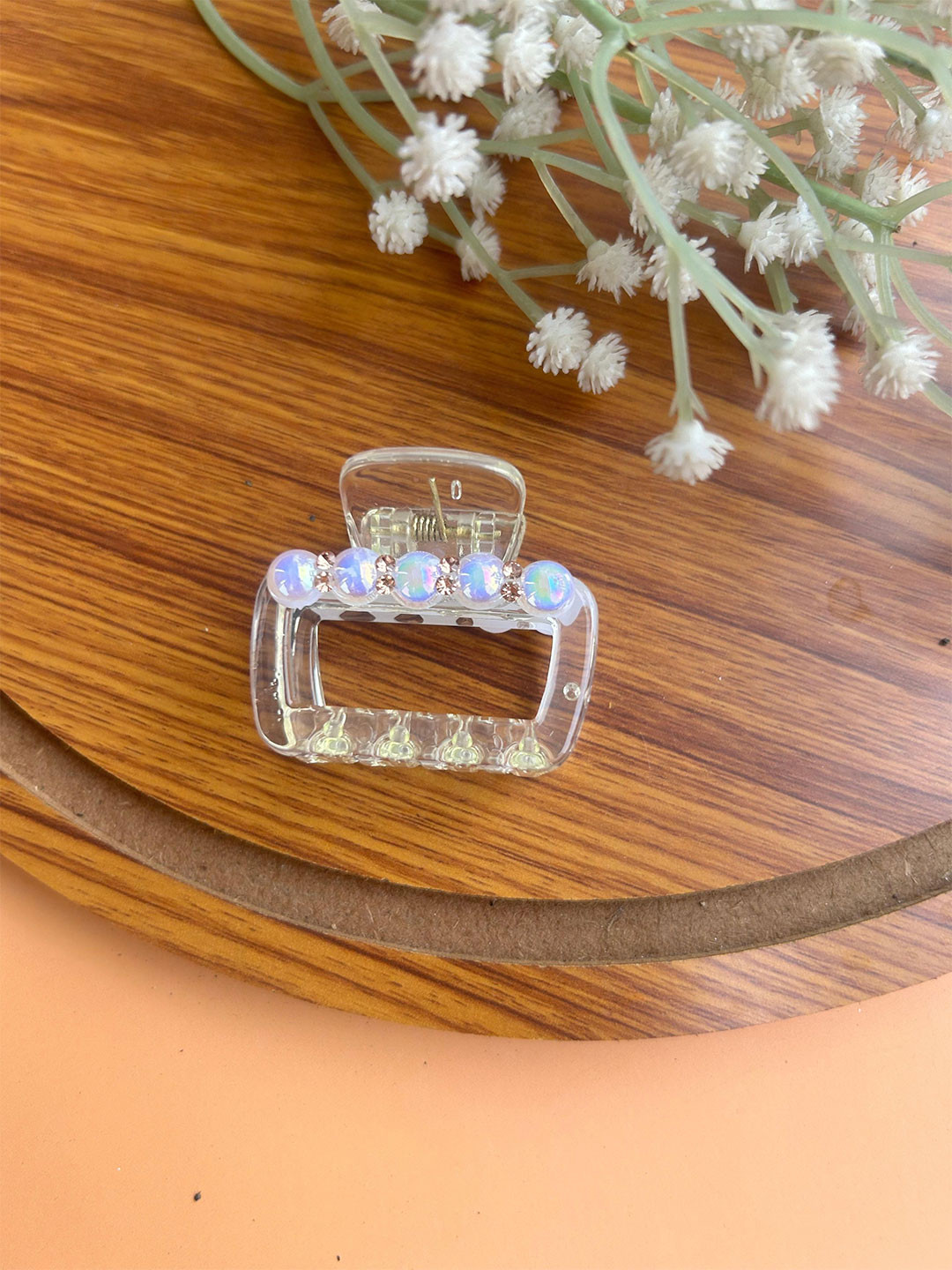 Radhya Accessories Women Pearl Prism Bofeini 5 CM Hair Claw Clip