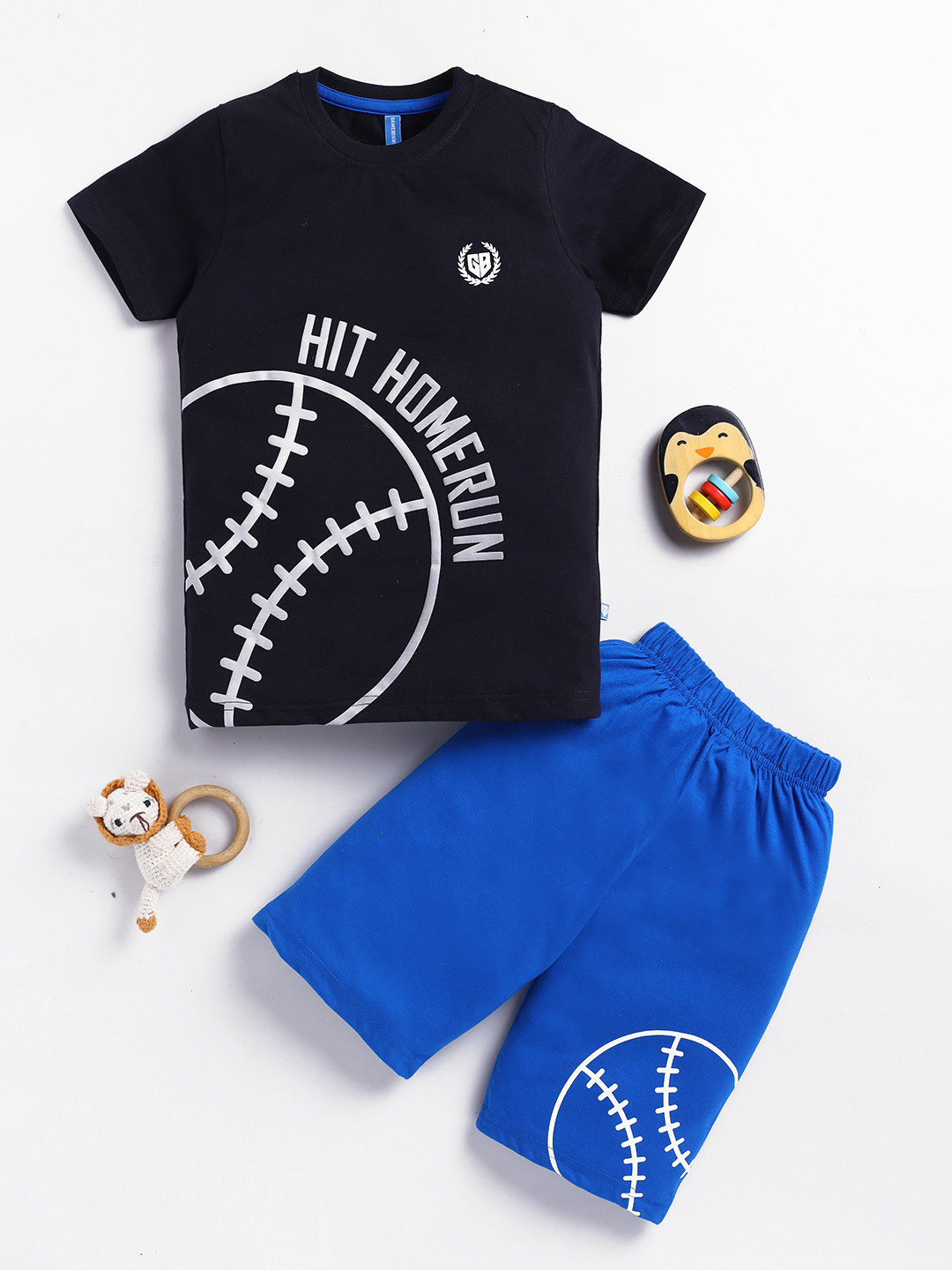 Here&Now X Game Begins Boys Puff Print T-shirt with Shorts