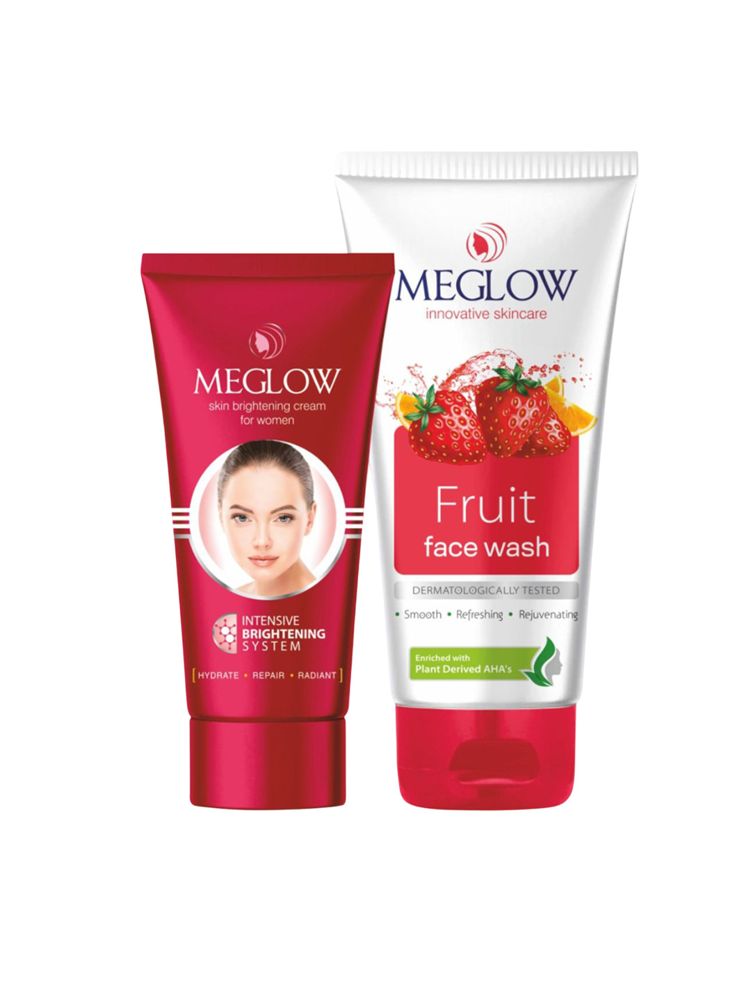 MEGLOW Set Of 2 Brightening Cream - 50 g & Fruit Face Wash - 70 g
