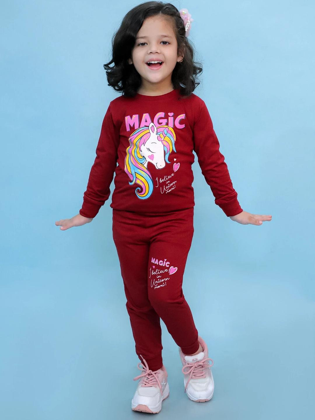 CHANDRIKA Girls Maroon Clothing Set