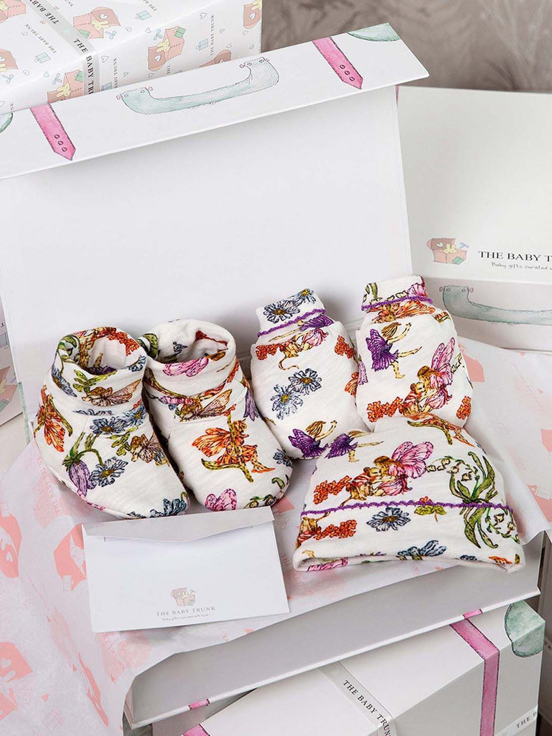 THE BABY TRUNK Infants Pack Of 3 Printed Organic Pure Cotton Baby Apparel Gift Set