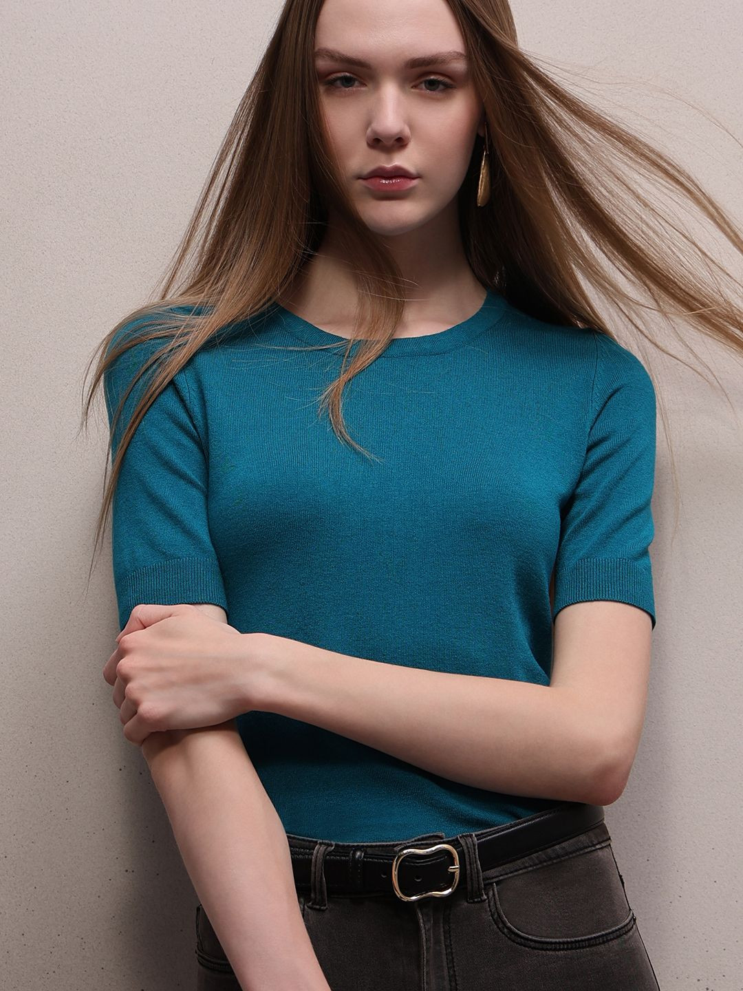 Vero Moda Marry Women RIbbed Round Neck Top