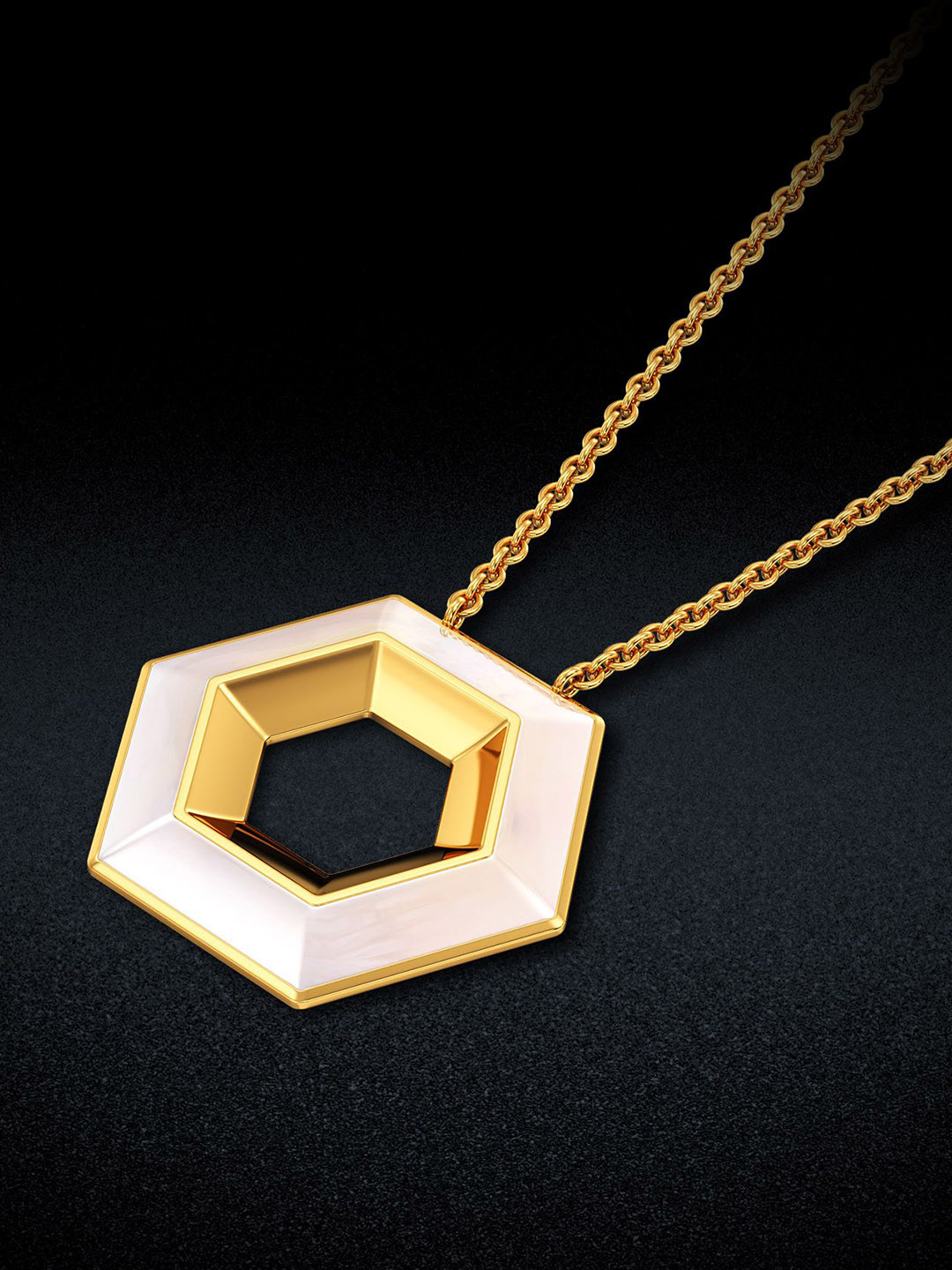 Joyalukkas Polyhexagon Shaped while glow gold Pendant