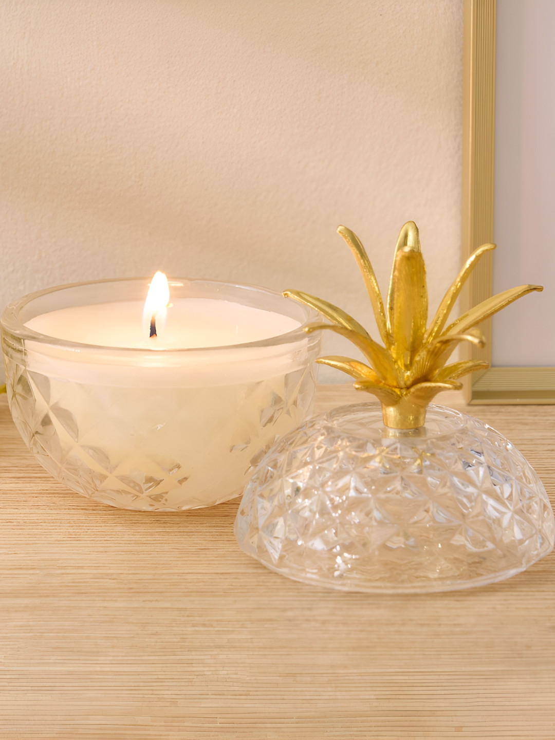 Home Centre Redolence Mojitos Off White & Gold-Toned Lime Scented Jar Candle