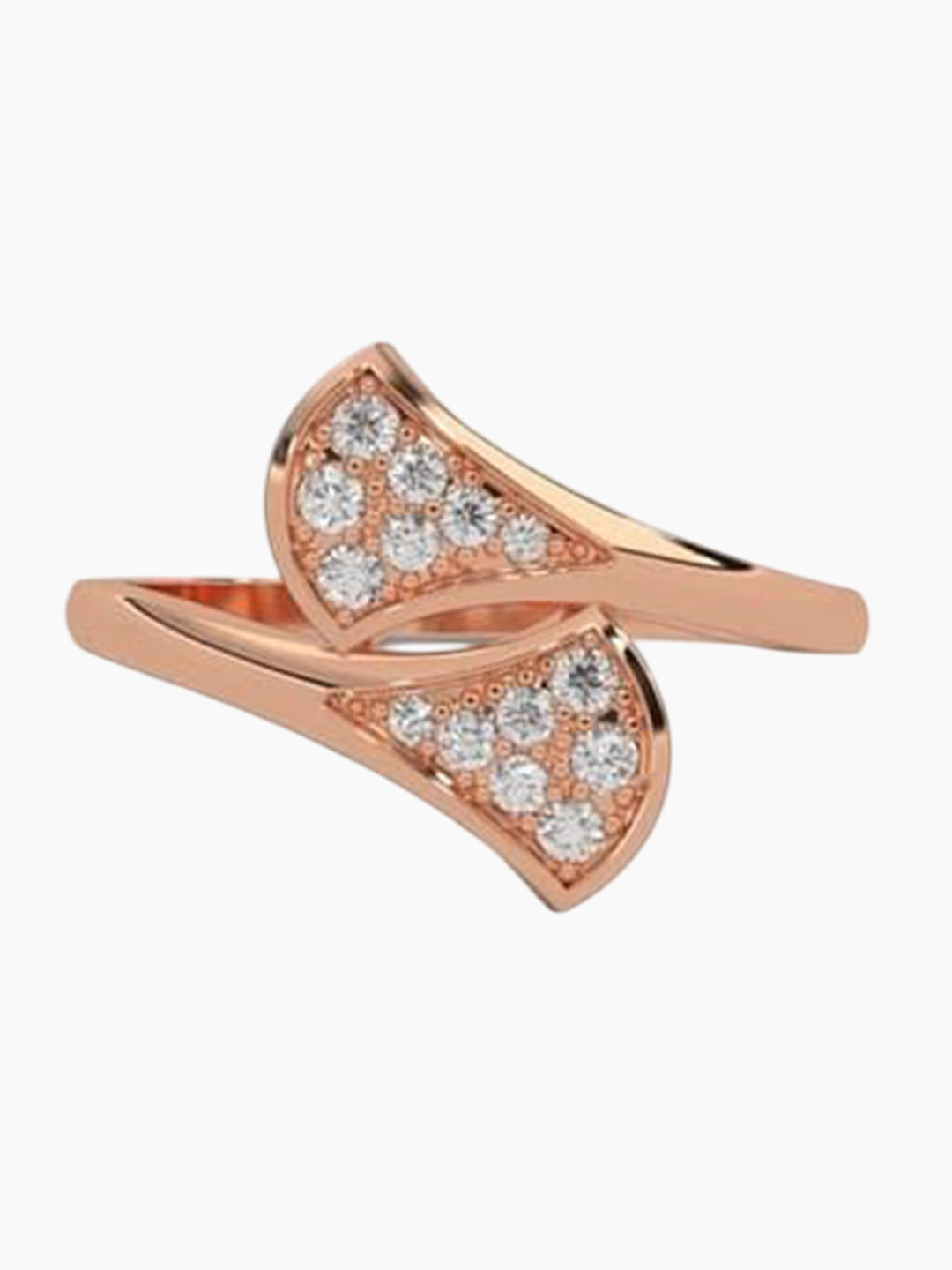 DressBerry 925 Silver Rose Gold Plated Cubic Zirconia Studded Cocktail Finger Ring