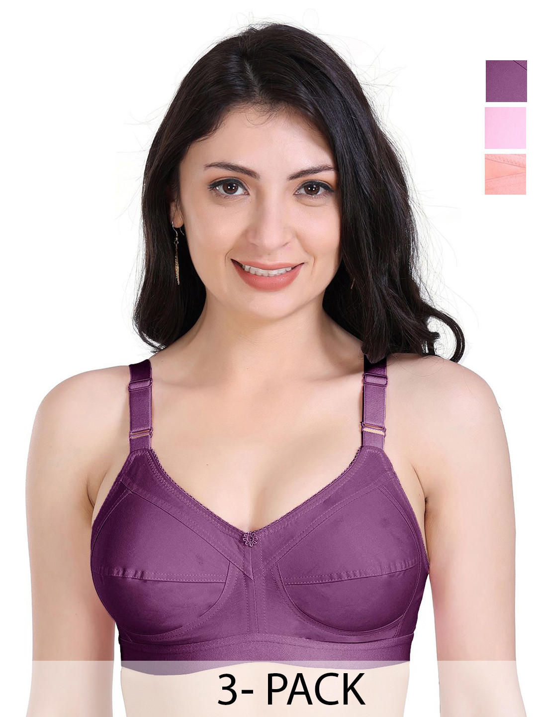 SHYAM SONS FLAIR Women Pack of 3 Full Coverage Everyday Bras l1005