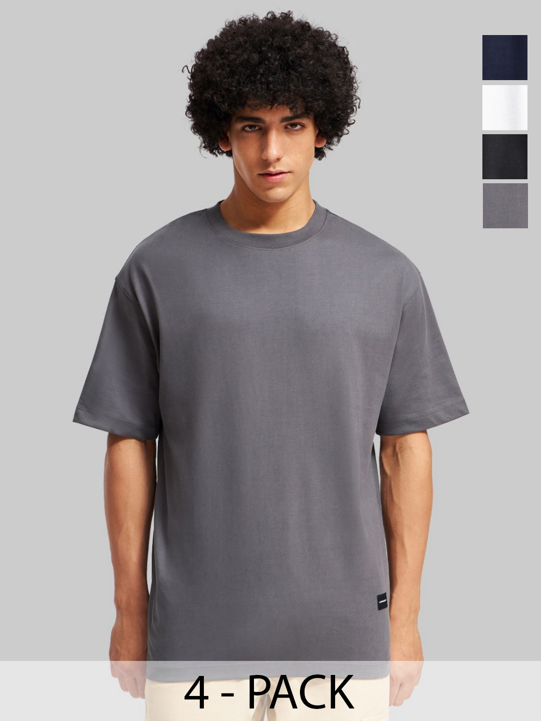 Underrated Club Pack Of 4 Oversized Round Neck Bio Finish Pure Cotton T-Shirts