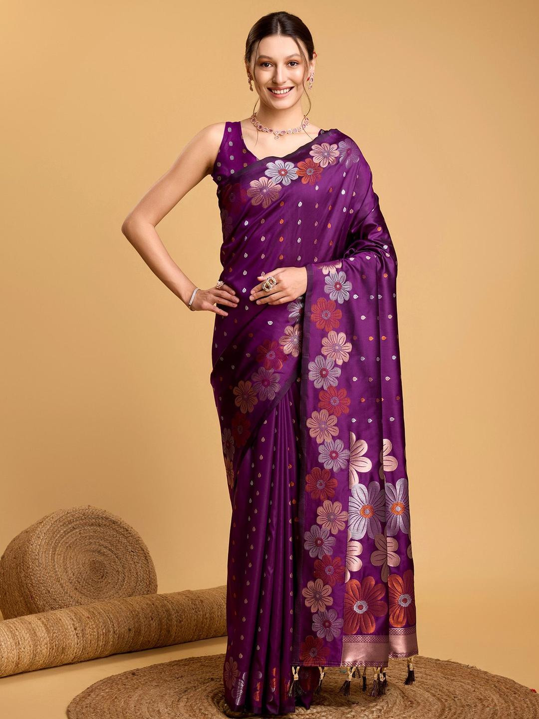 MARUTI ART Ethnic Motif Woven Design Sona Chandi Pure Zari Work Banarasi Saree