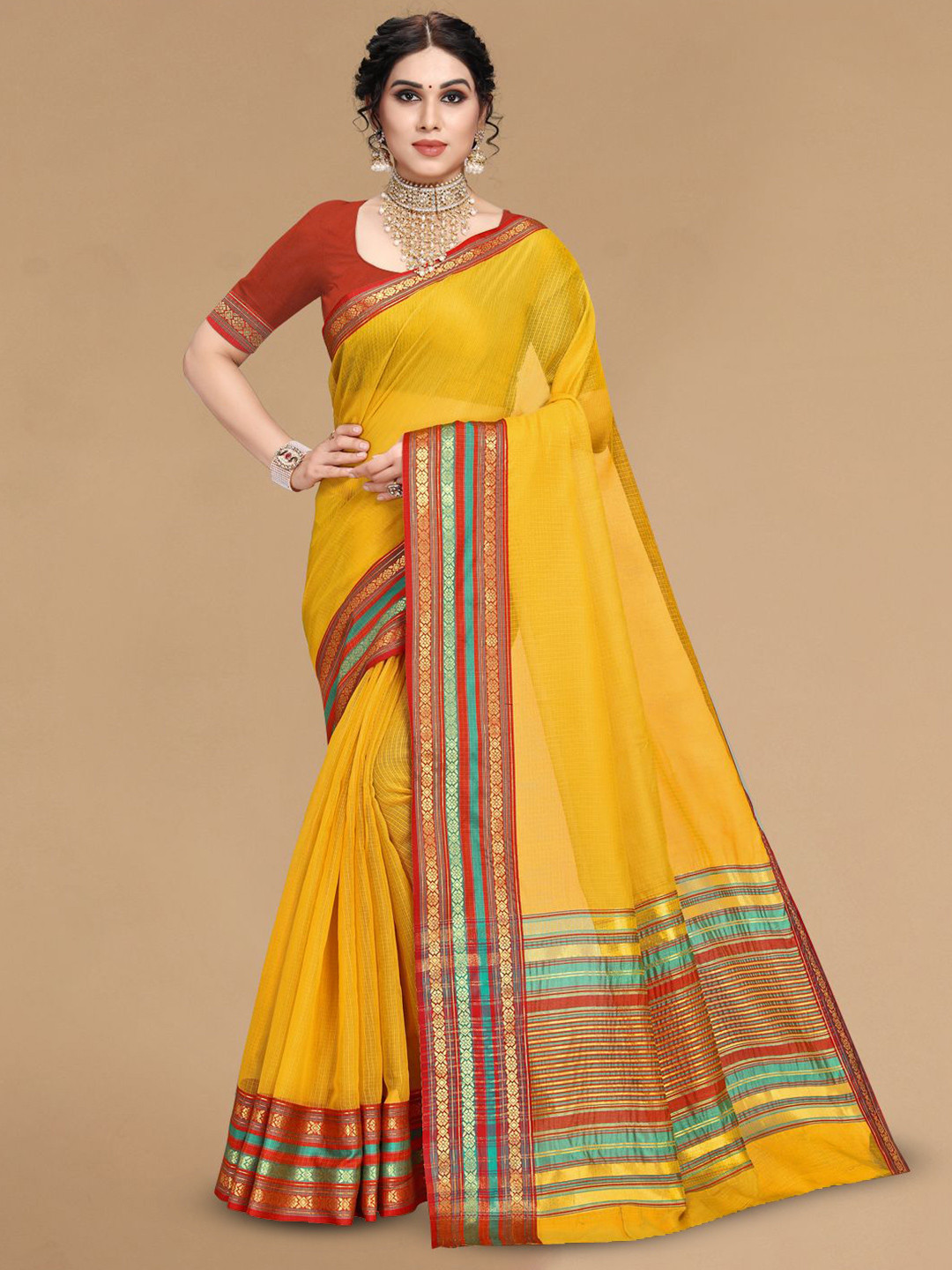 Moda Rapido Woven Design Kota Doria Cotton Manipuri Saree