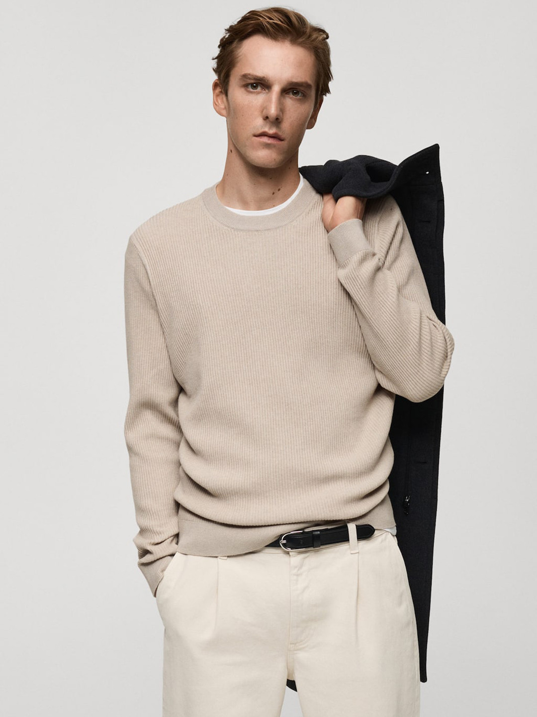 MANGO MAN Men Ribbed Pullover