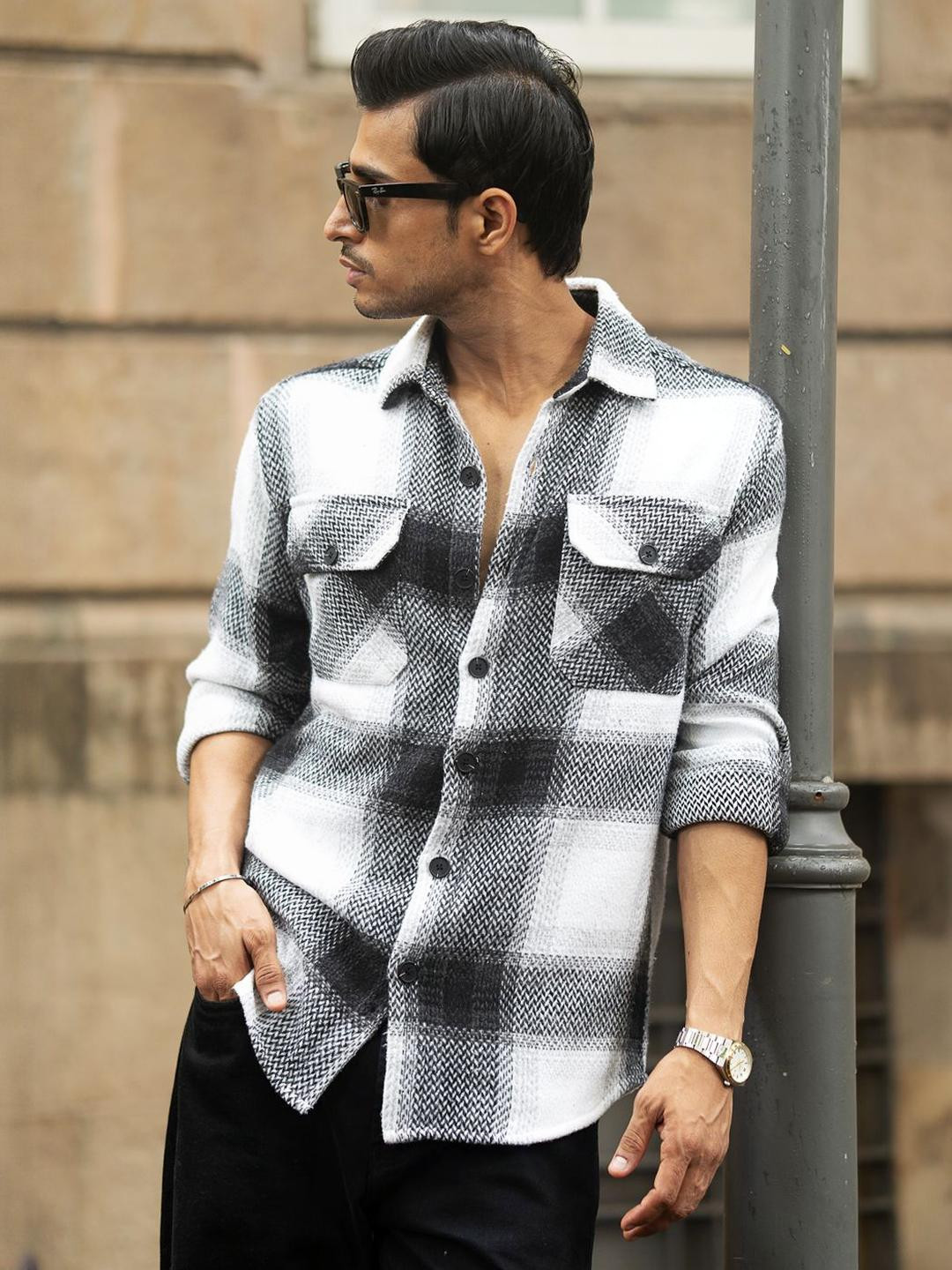 Powerlook Tartan Checked Long Sleeves Overshirt