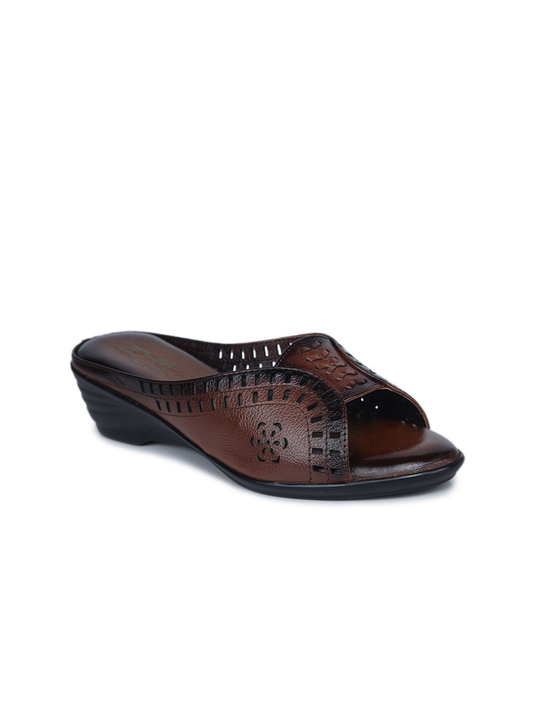 Zoom Shoes Leather Laser Cuts Open Toe Flats