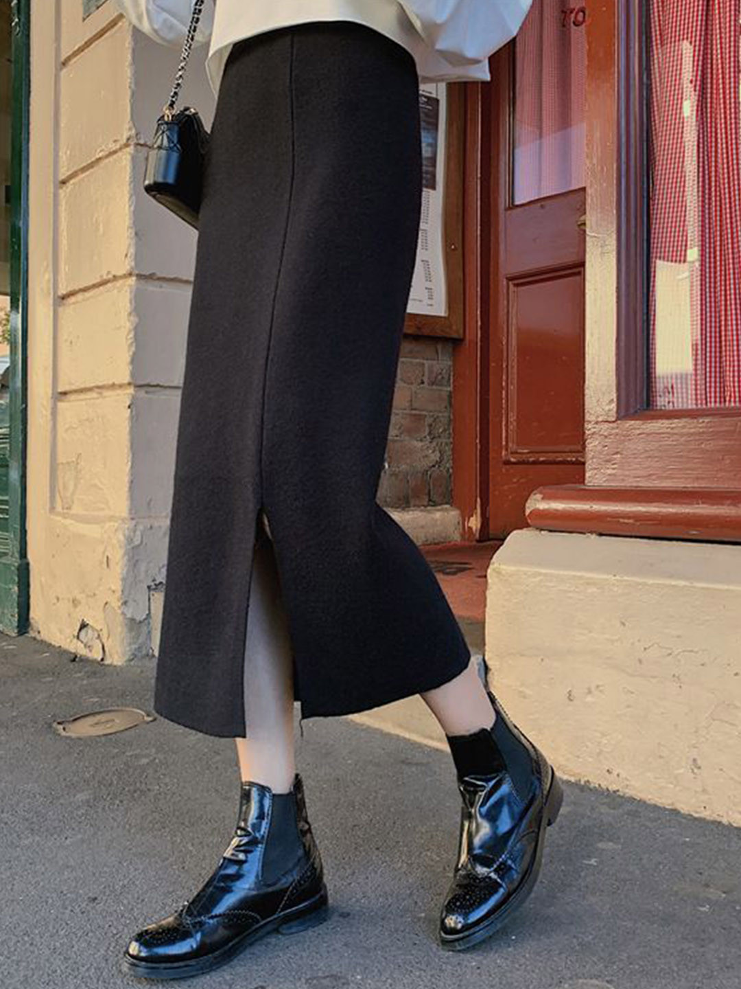 StyleCast Straight Midi Length Front Slit Skirt