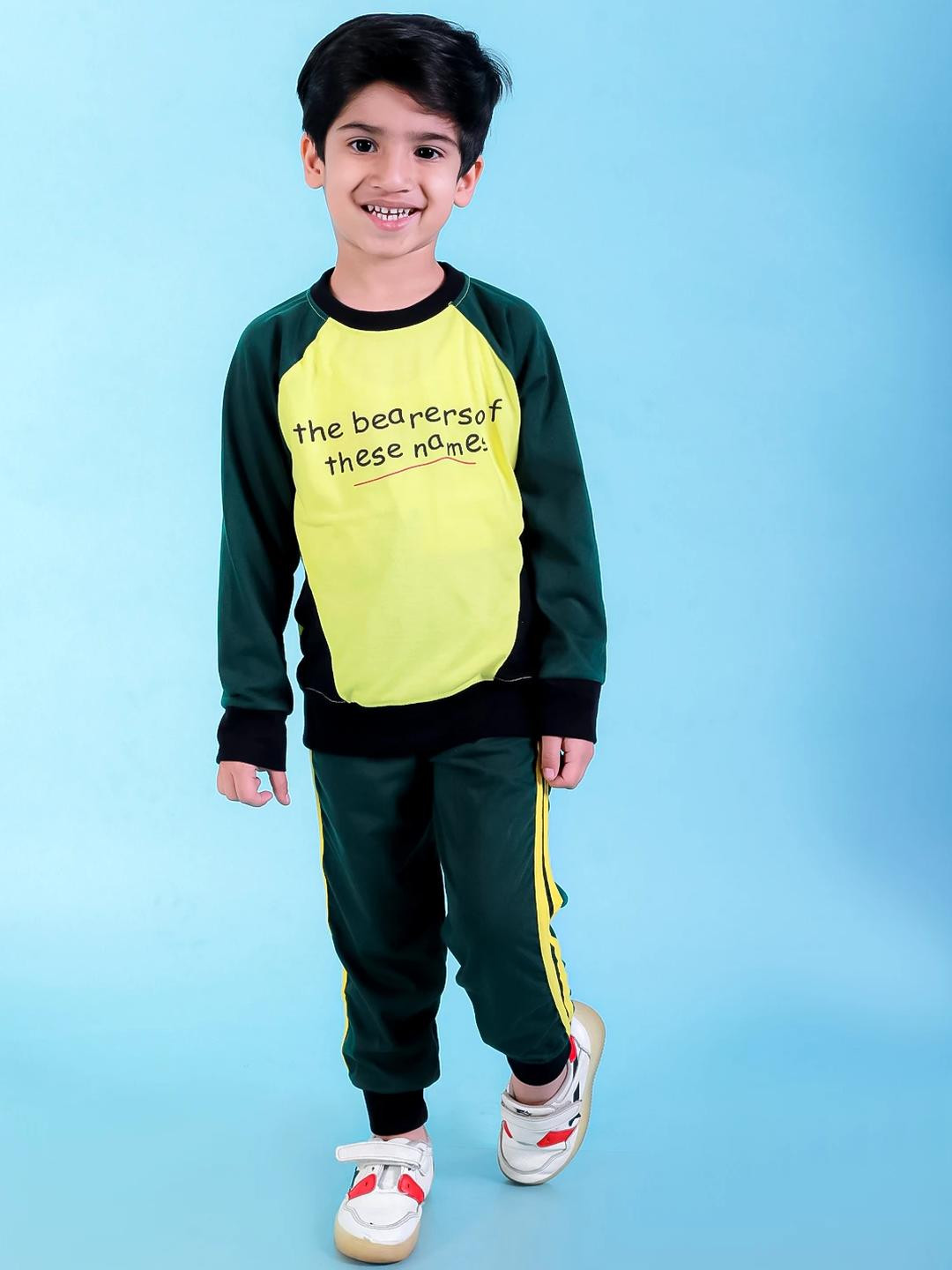 CHANDRIKA Boys Lime Green Clothing Set