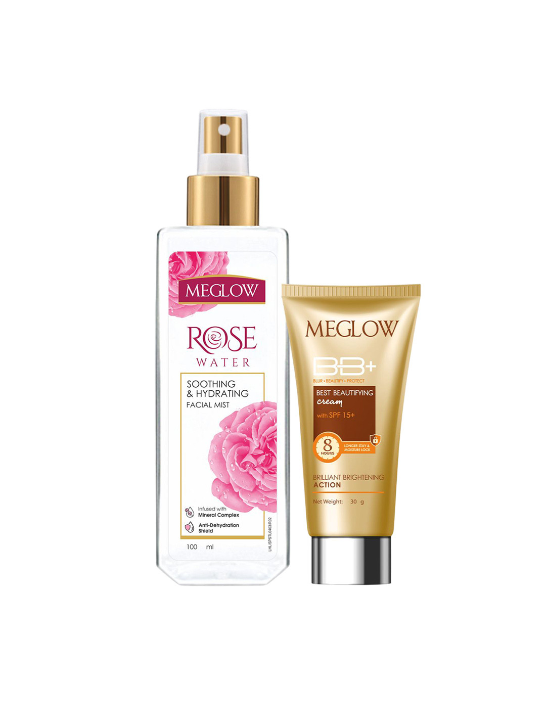 MEGLOW Set Of 2 BB+ Cream - 30 g & Soothing & Hydrating Facial Mist - 100 ml