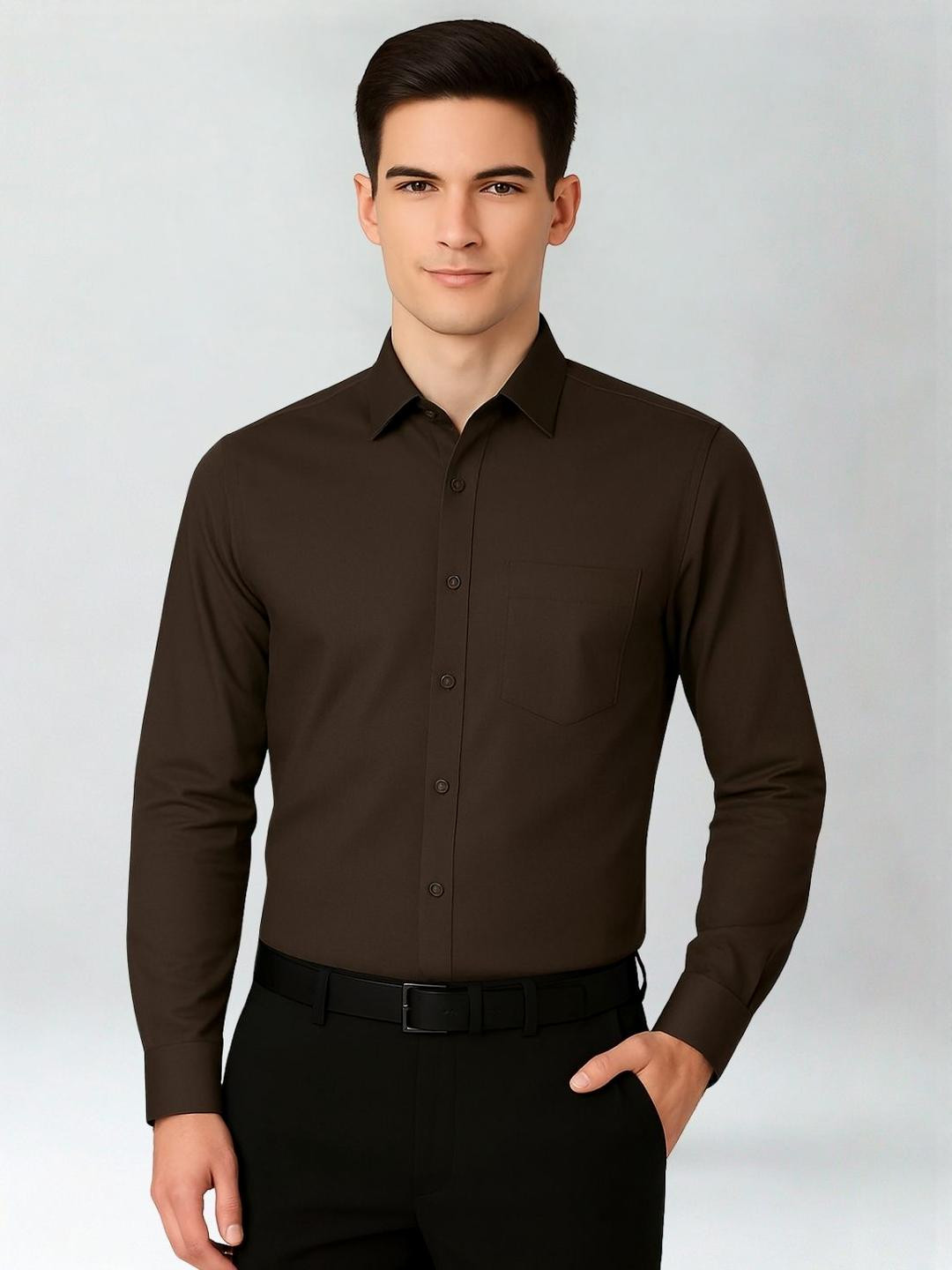 Zee Gold Regular Fit Solid Pure Cotton Formal Shirt